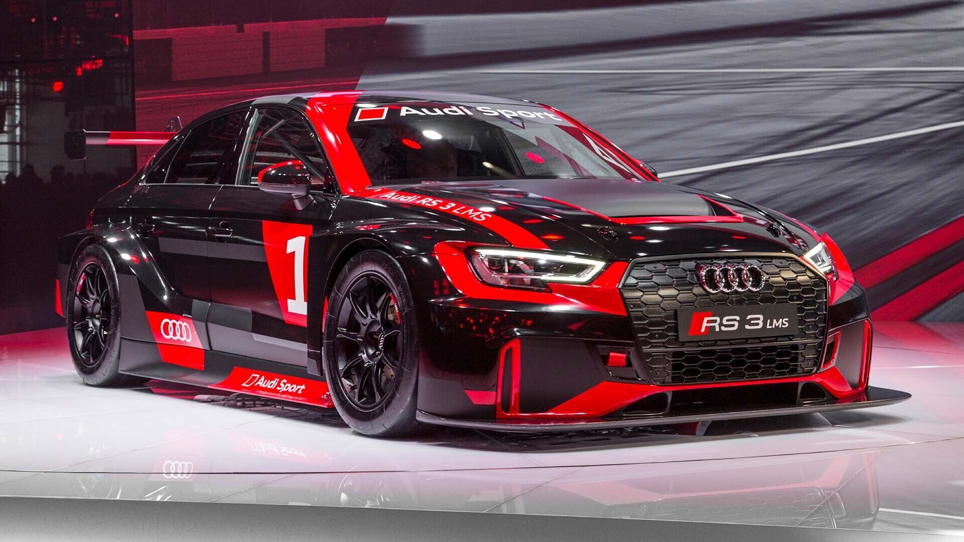 A picture showing the reveal of the Audi RS 3 LMS at the 2016 Paris Motor Show.