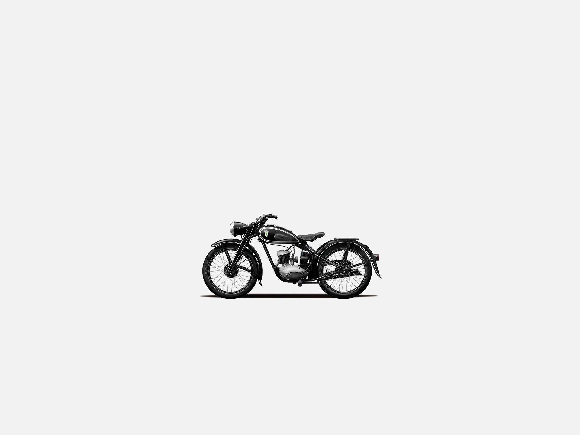 Illustration des DKW RT 125 W auf grauem Hintergrund