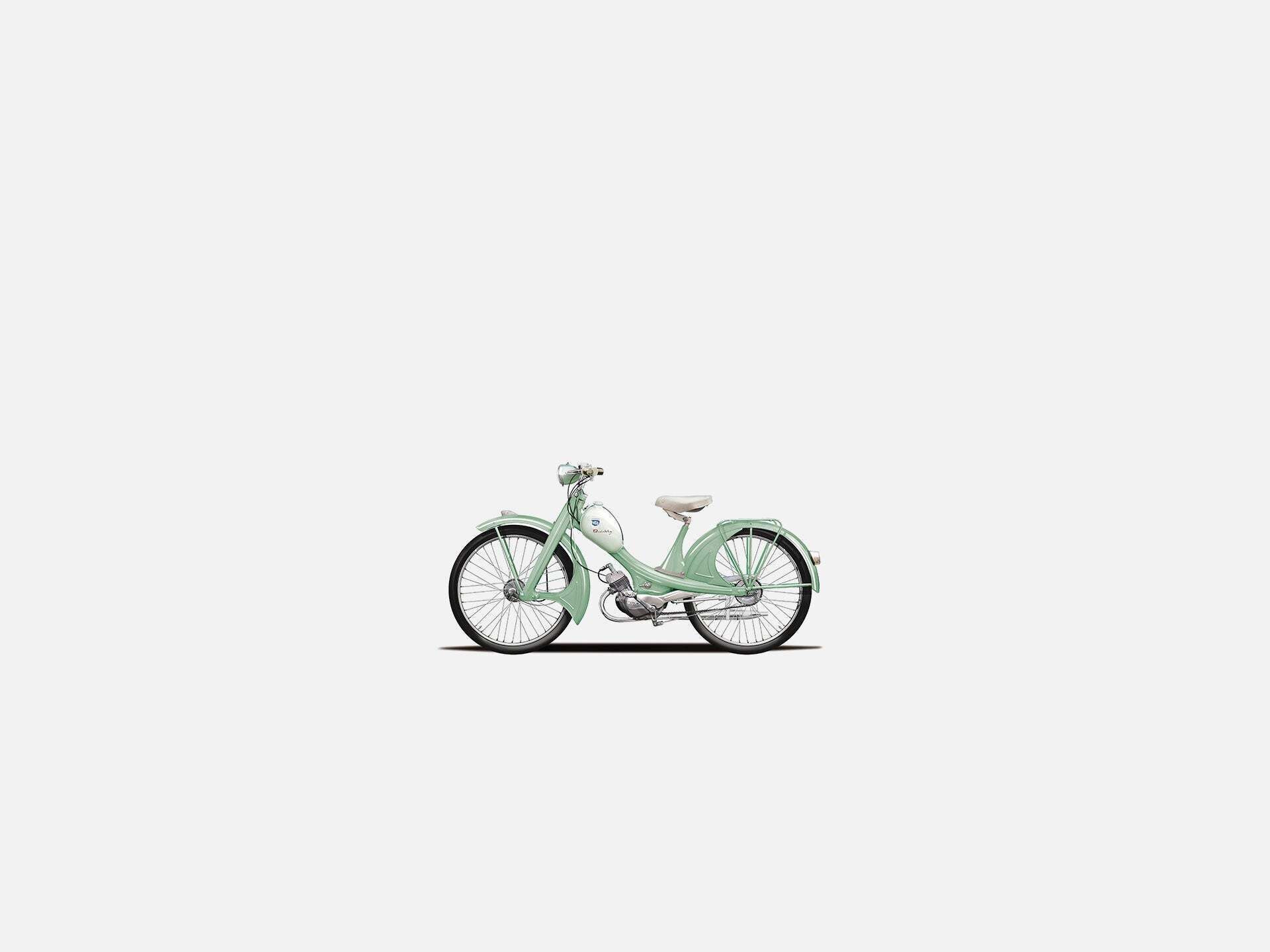 Illustration des NSU Quickly in Hellgrün auf grauem Hintergrund