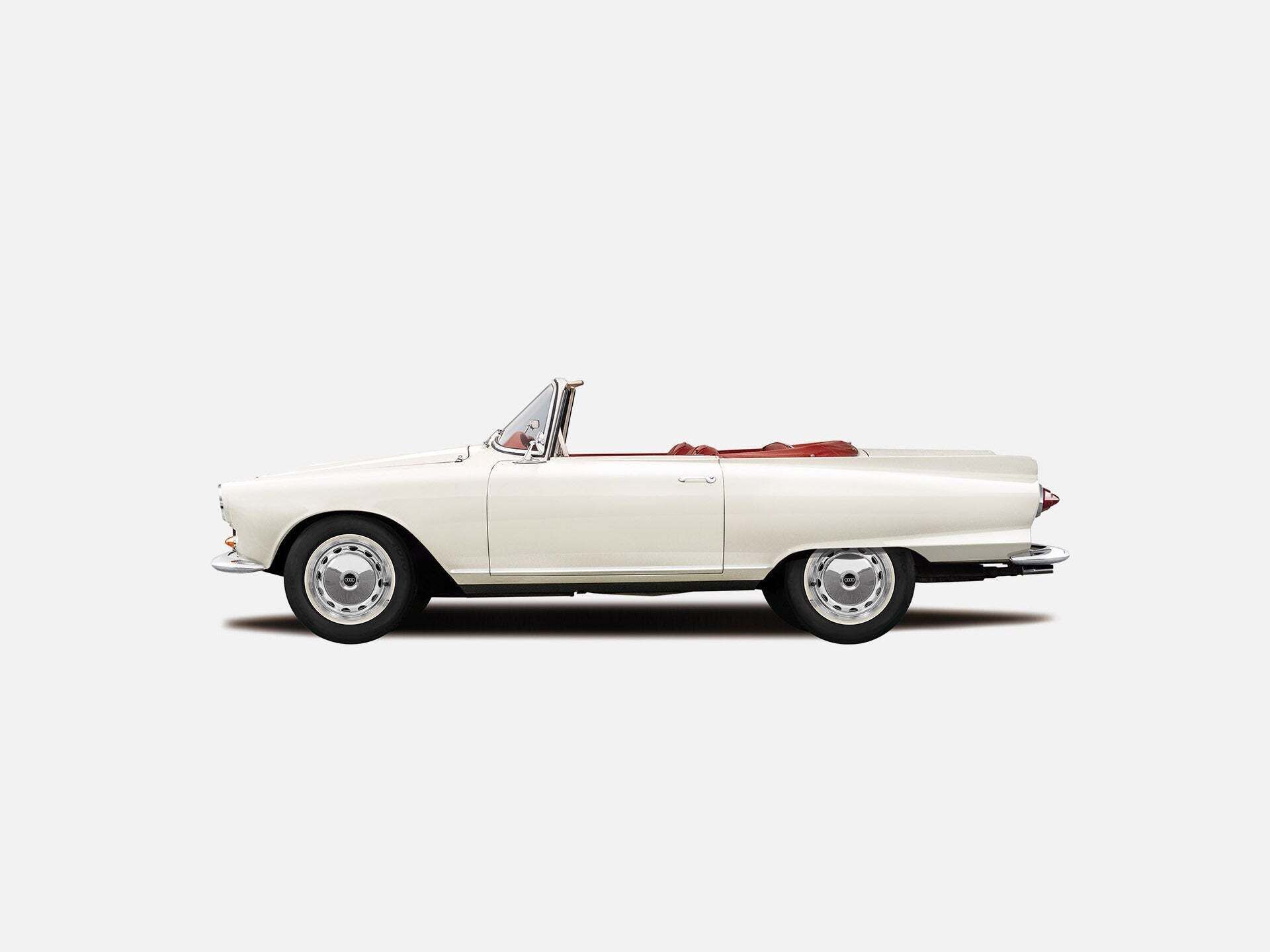 Illustration eines Auto Union 1000 SP in weiß auf weißem Hintergrund