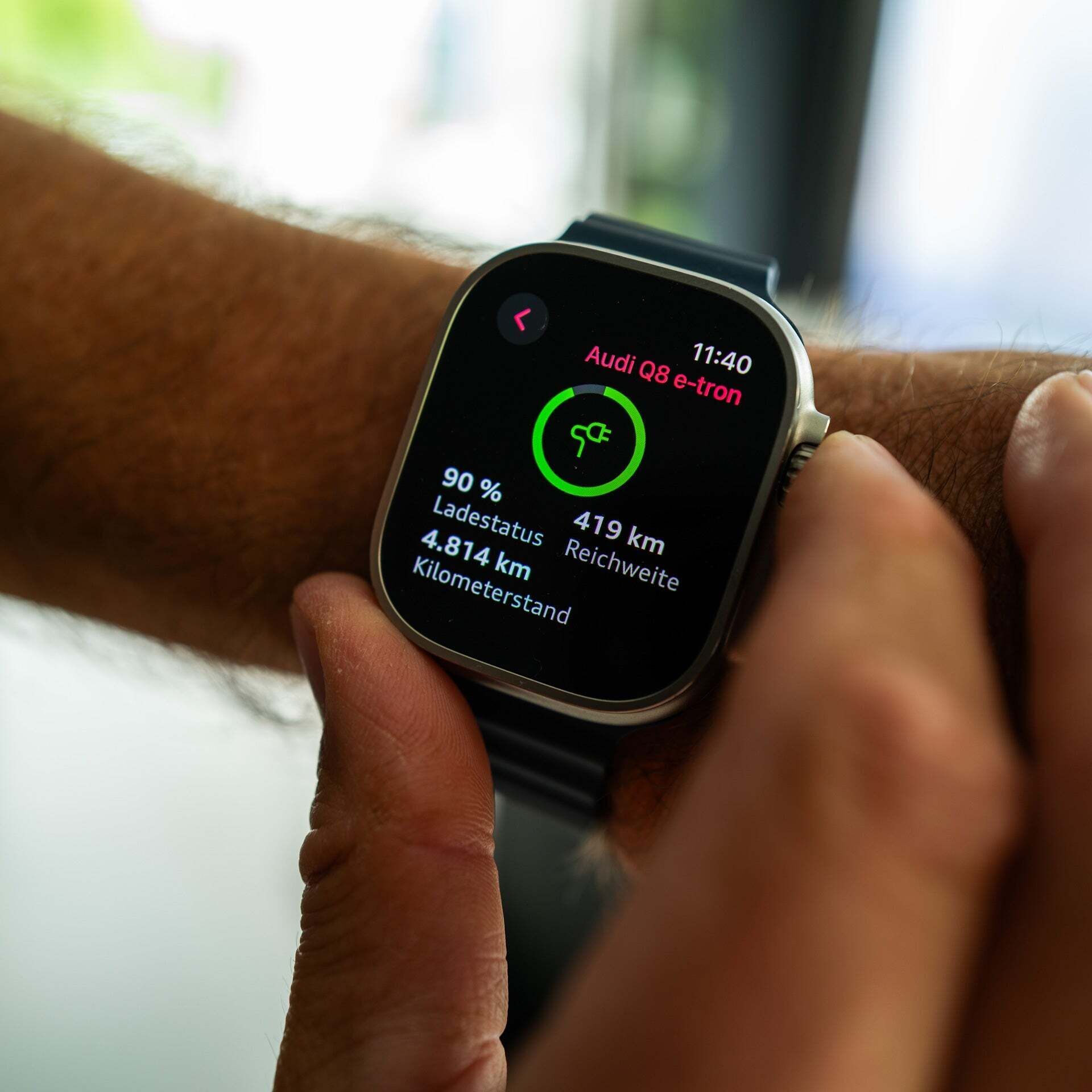 A smart watch is operated
