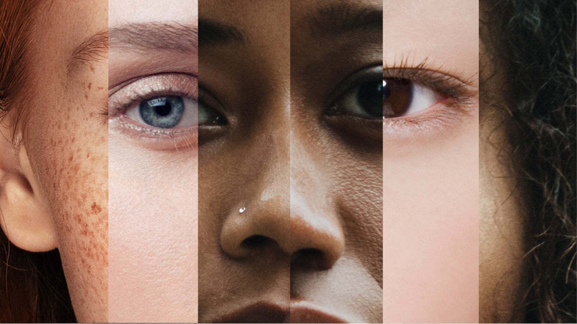 A collage of four different facial features depicting people with various skin tones and eye colors to symbolize diversity and inclusion. - A collage of four different facial features depicting people with various skin tones and eye colors to symbolize...