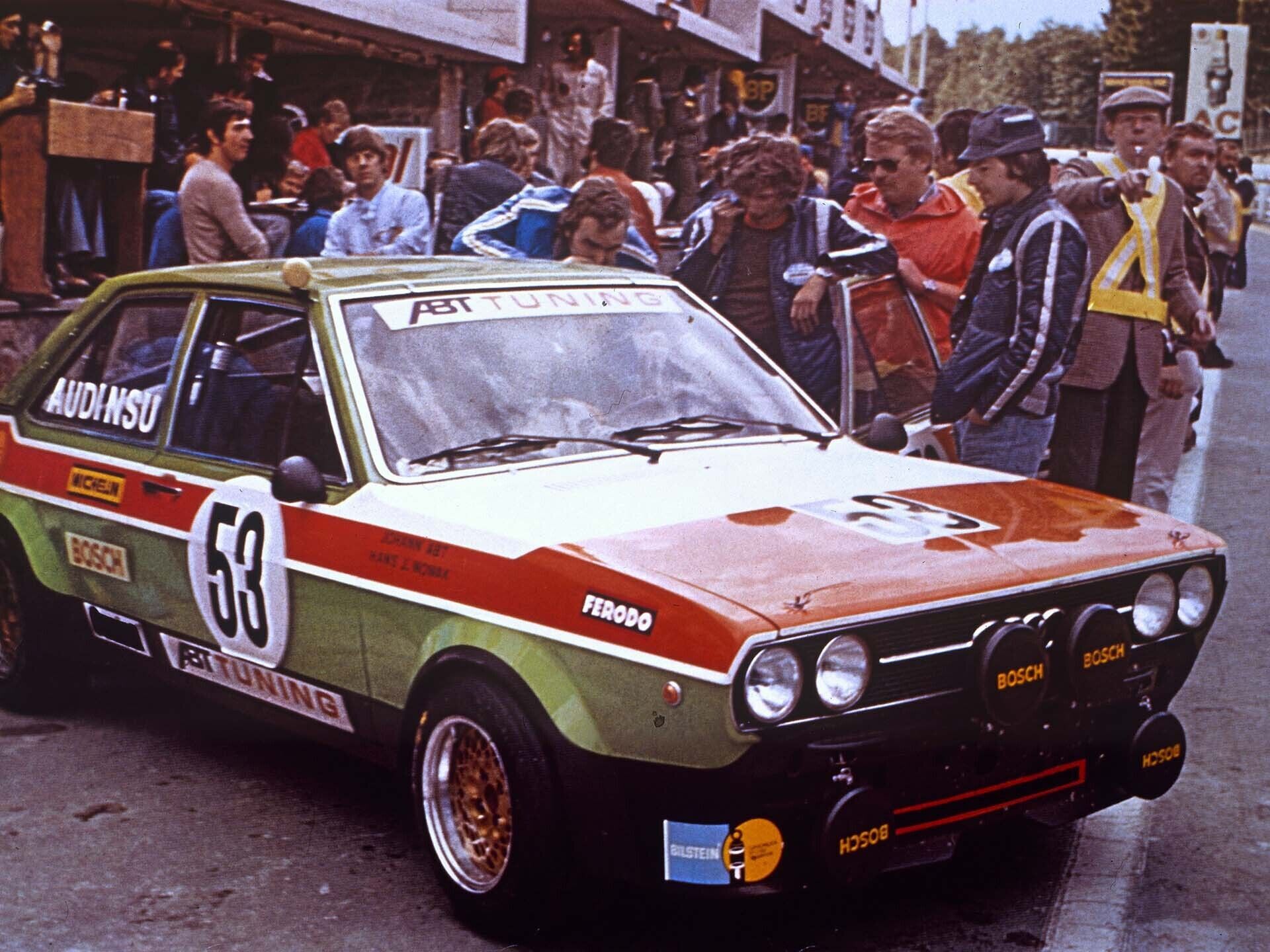 A picture showing the Audi 80 of the Abt team at Spa in 1975.