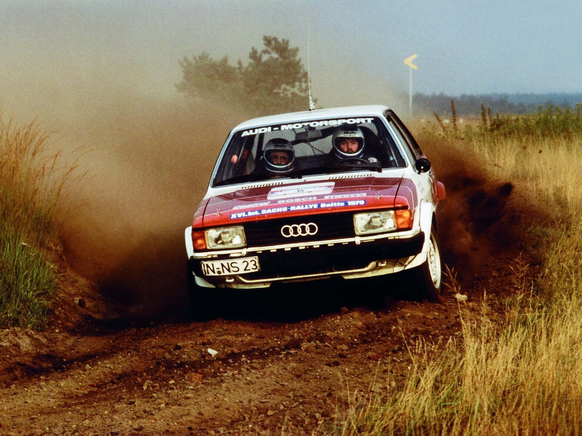 A picture showing the Audi 80 of Harald Demuth and Arwed Fischer in Germany in 1979.