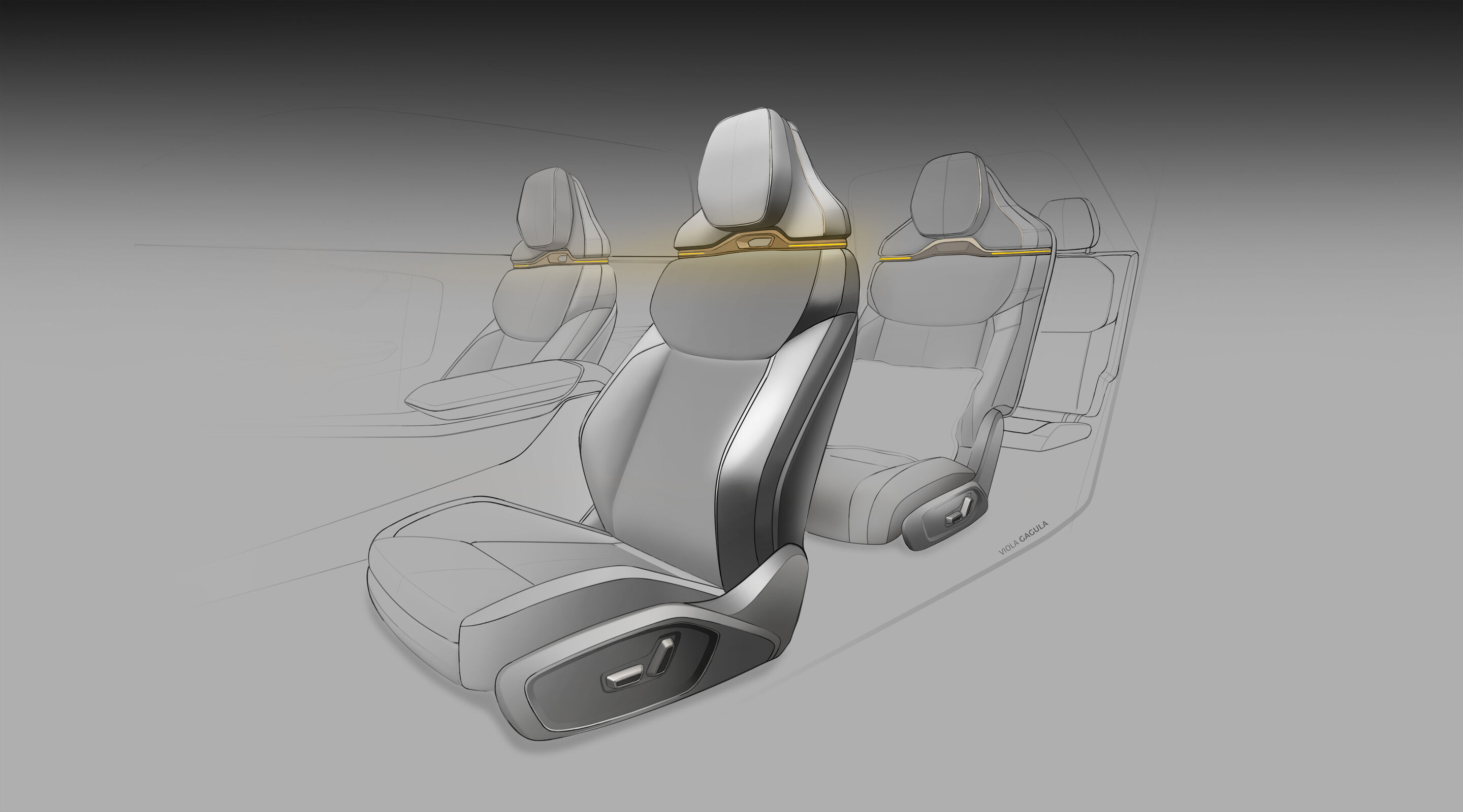 Skizze - Audi Q9 - Designskizze Audi Q9 - Interieur