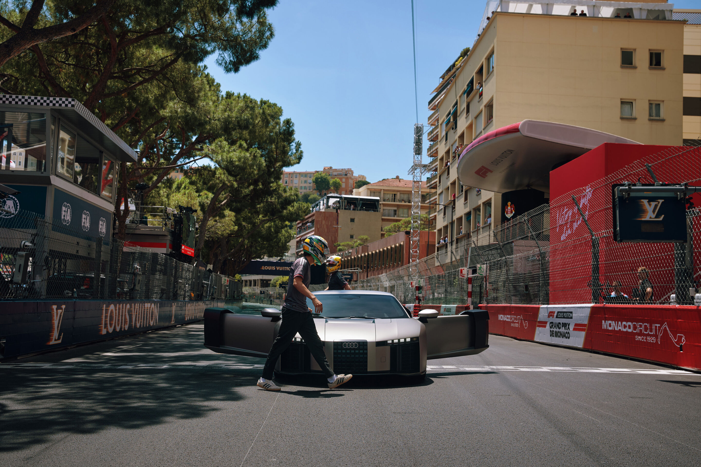 The Audi Nuvolari at the Monaco Grand Prix - The Audi Nuvolari takes to the track for two laps ahead of the Monaco Grand Prix, in the hands of Audi Revolut F1 Team drivers Gabriel Bortoleto and Nico Hulkenberg. FORMULA 1® images © Formula One World Championship...