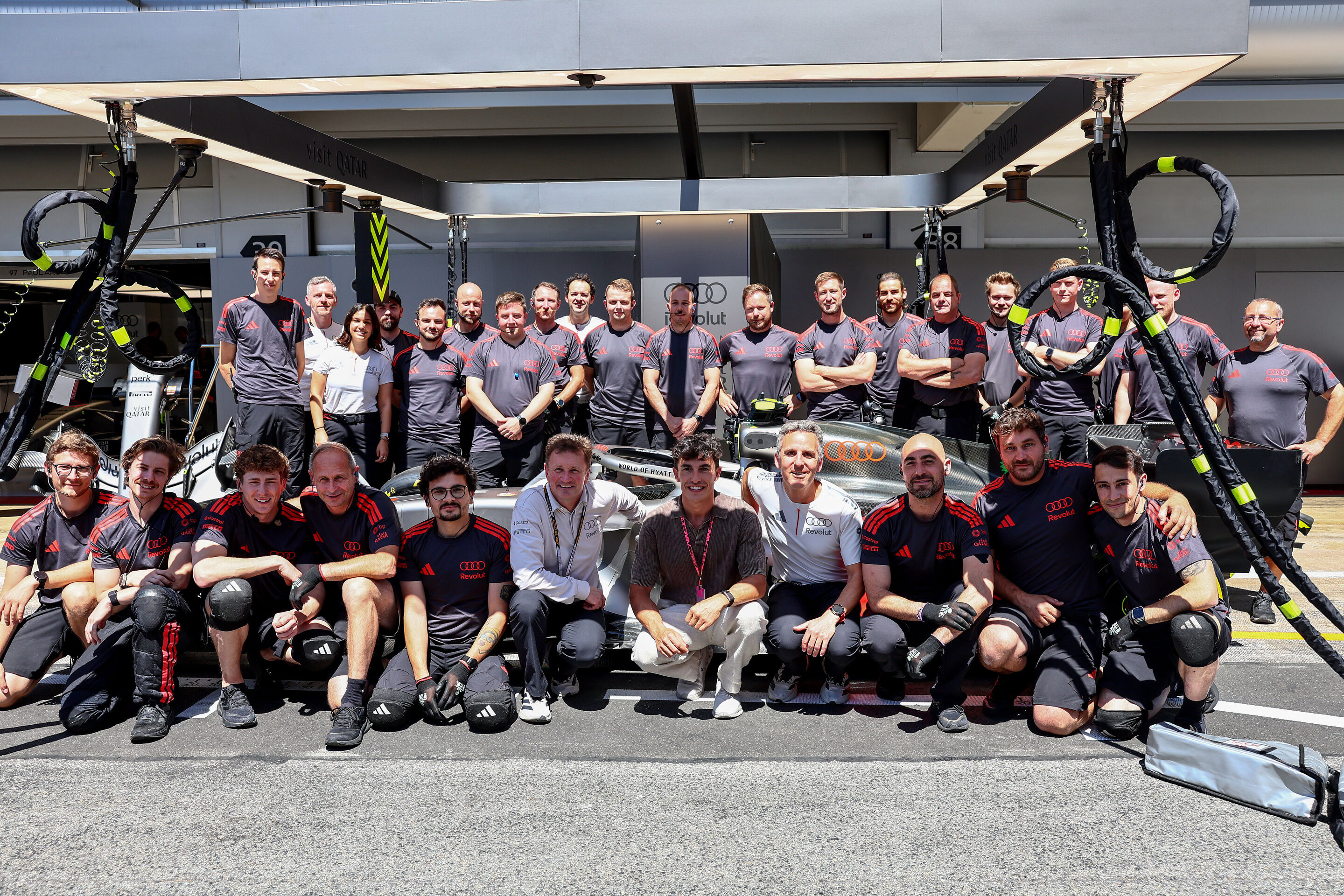 Audi Revolut F1 Team: Barcelona Grand Prix - Ducati factory driver Marc Marquez visits Audi Revolut F1 Team