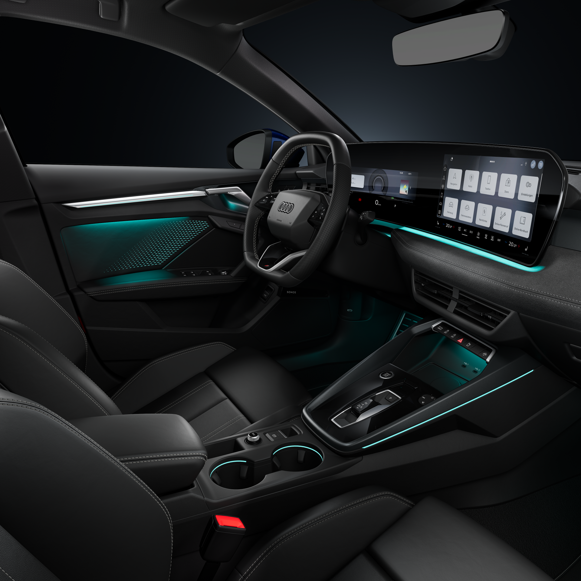 Audi A3 Limousine - Studioaufnahme, Interieur, Cockpit und Lenkrad