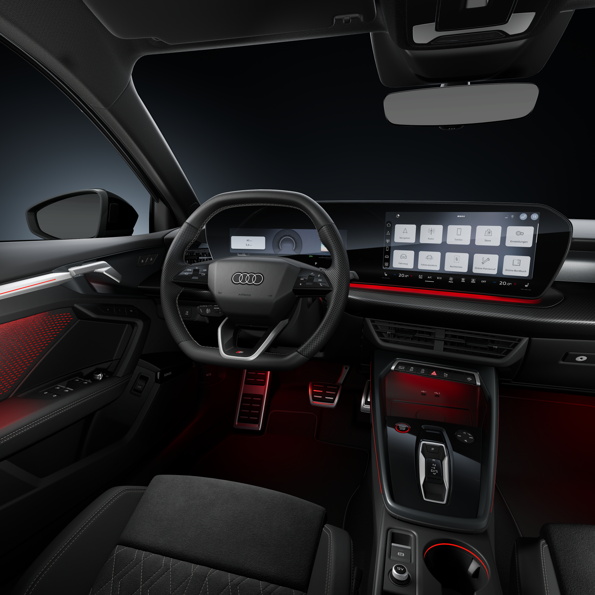 Audi S3 Limousine - Studioaufnahme, Interieur, Cockpit und Lenkrad