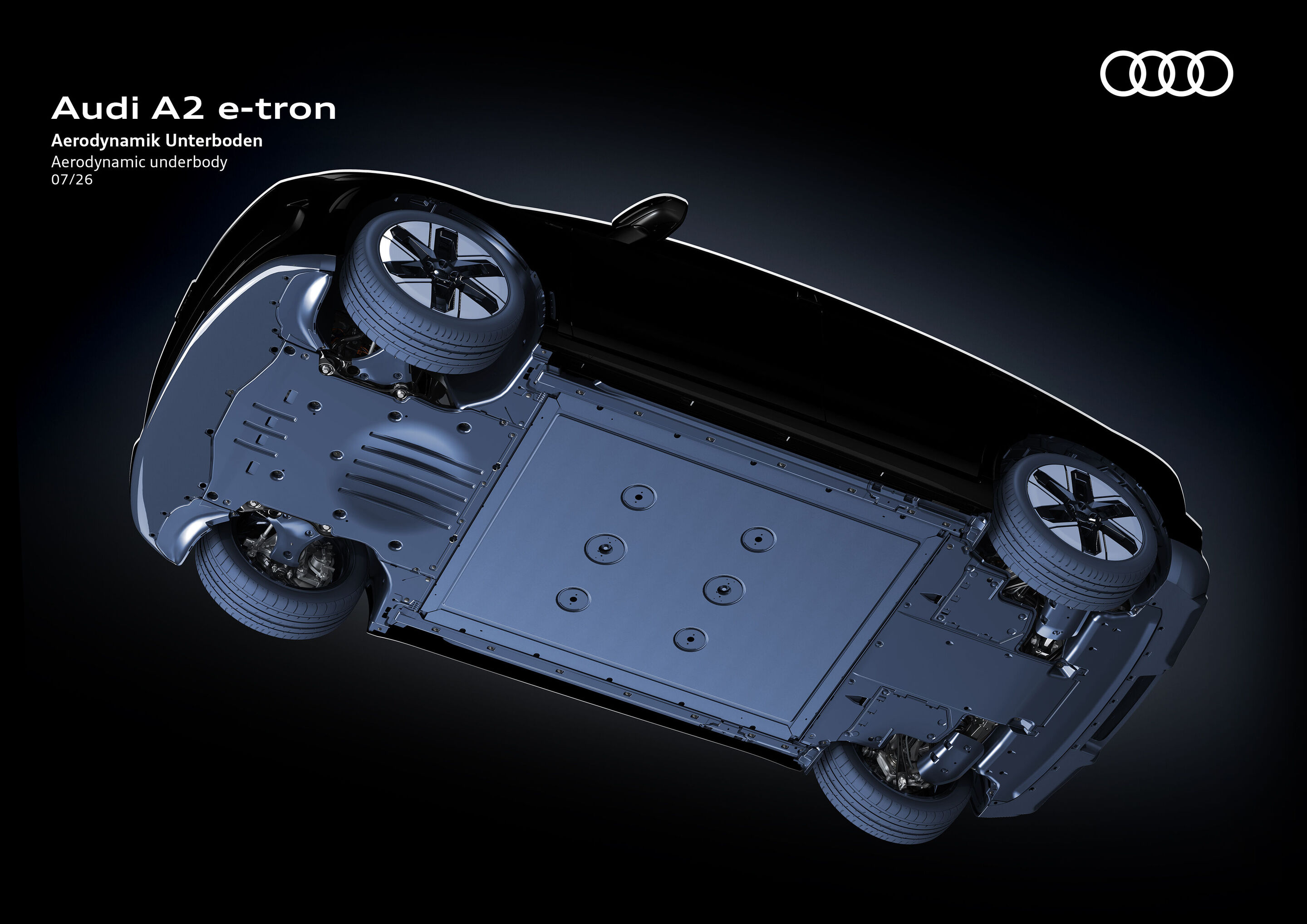 Illustration - Audi A2 e-tron - Aerodynamik Unterboden - Die Abbildung zeigt den aerodynamischen Unterboden des Audi A2 e-tron.