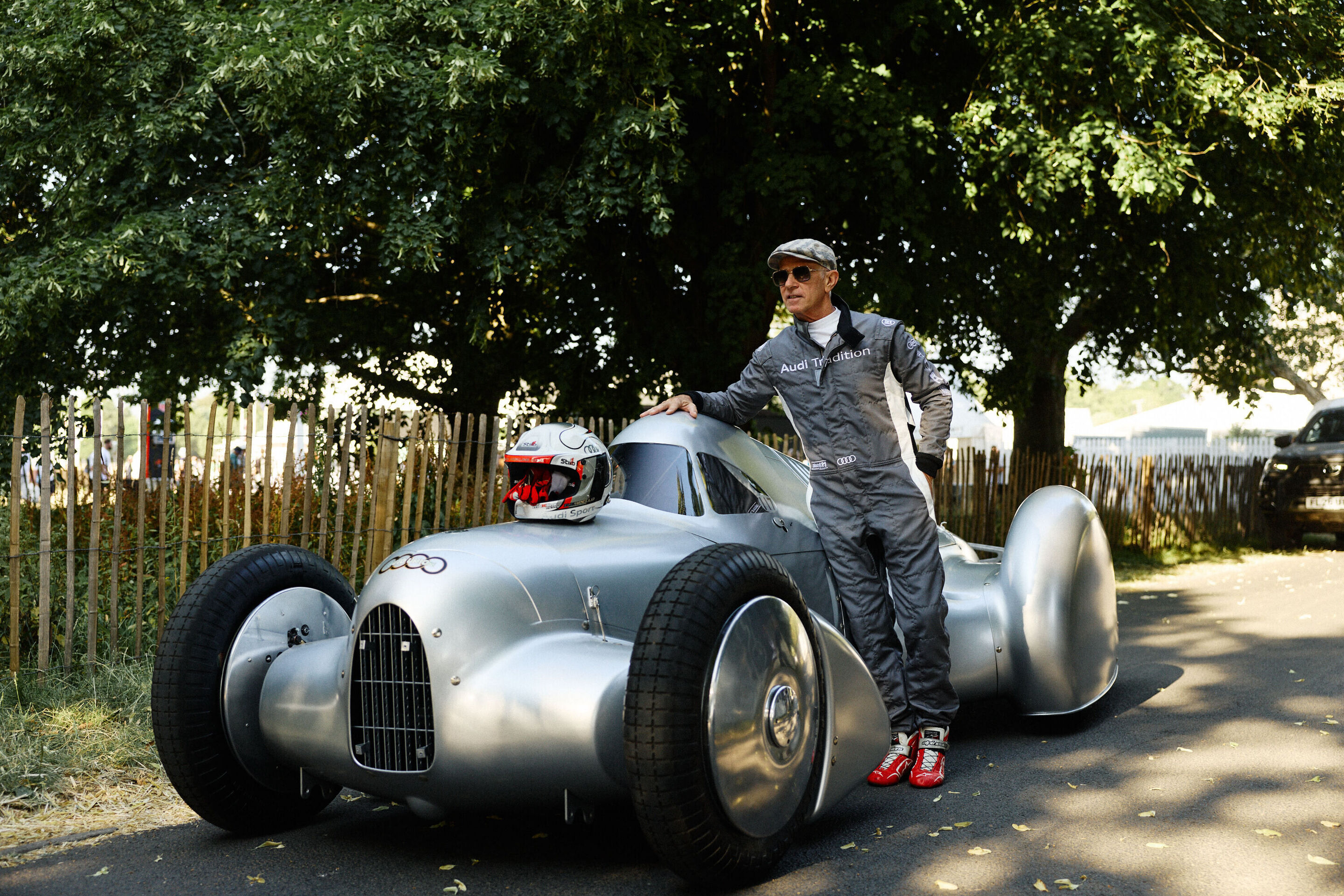 Auto Union Lucca at Goodwood Festival of Speed - Audi Tradition showcases the Auto Union Lucca at Goodwood. Pictured: Dindo Capello, former Audi racing driver and three-time Le Mans winner.