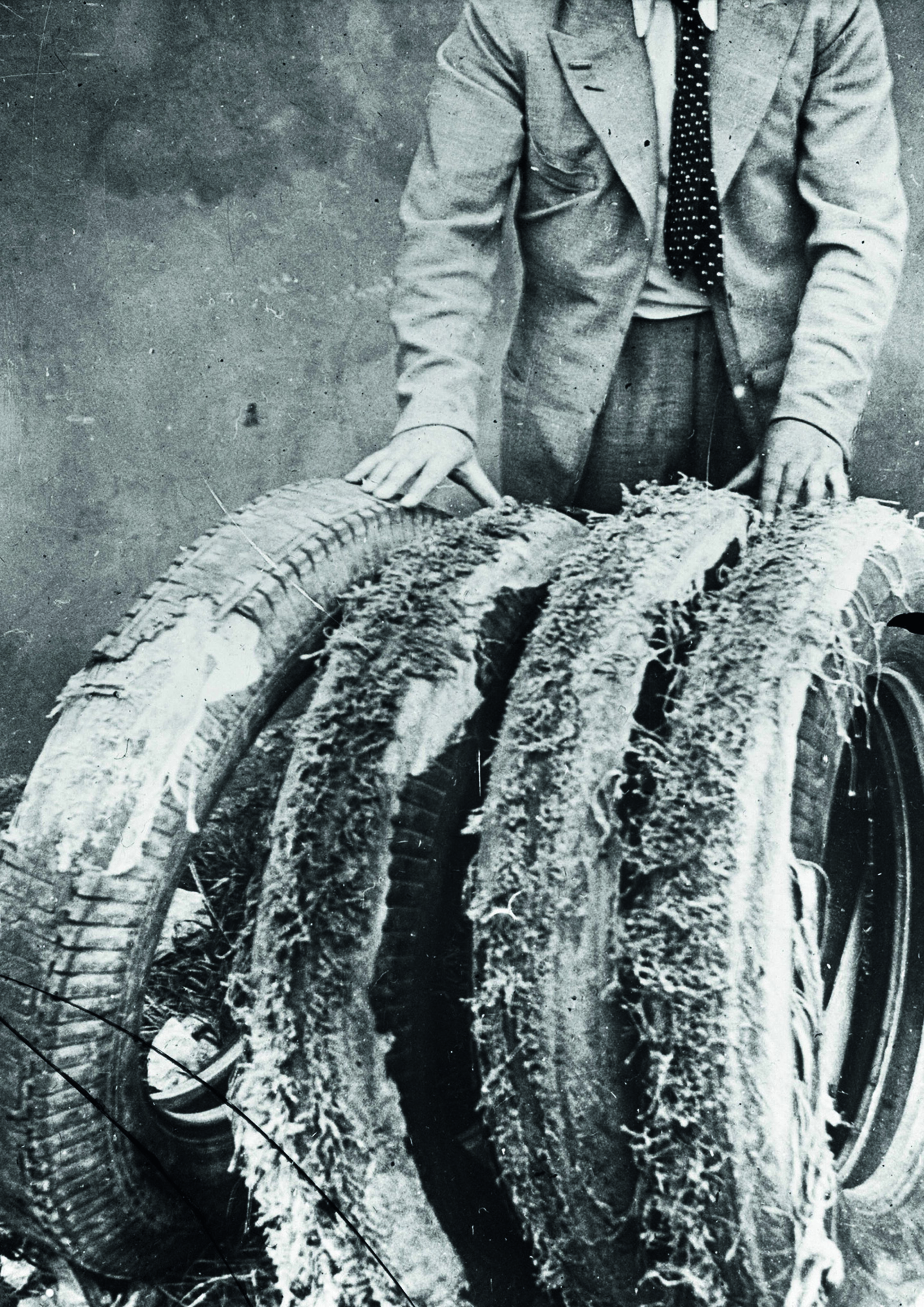 Anniversary magazine Motorsports - In Grand Prix racing of the 30s, tyres were a very important factor. At the race in East London (South Africa) in January 1937, the German teams experimented with synthetic rubber mixtures - but the rough lava surface...