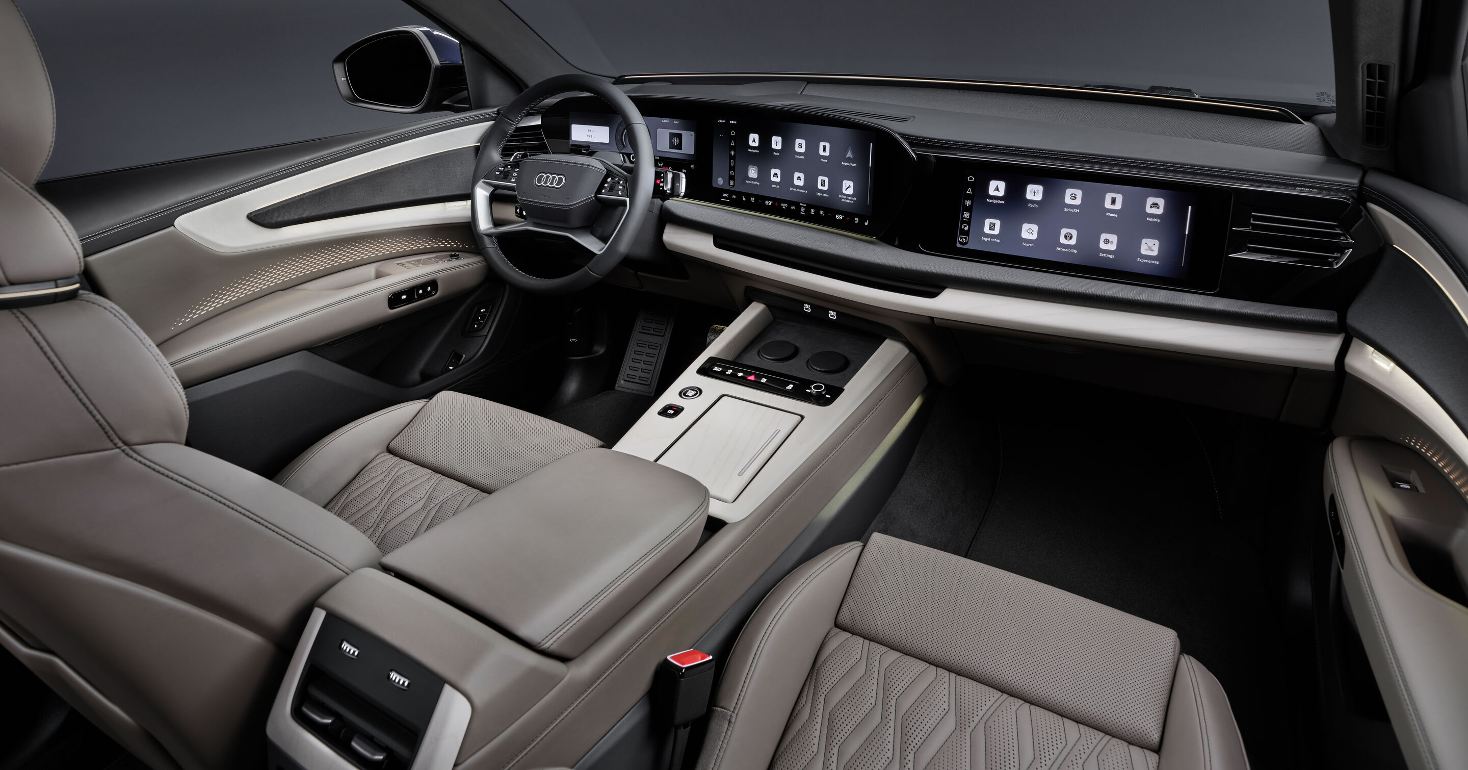 Audi Q9 SUV - Studio photo, interior, cockpit from the passenger side