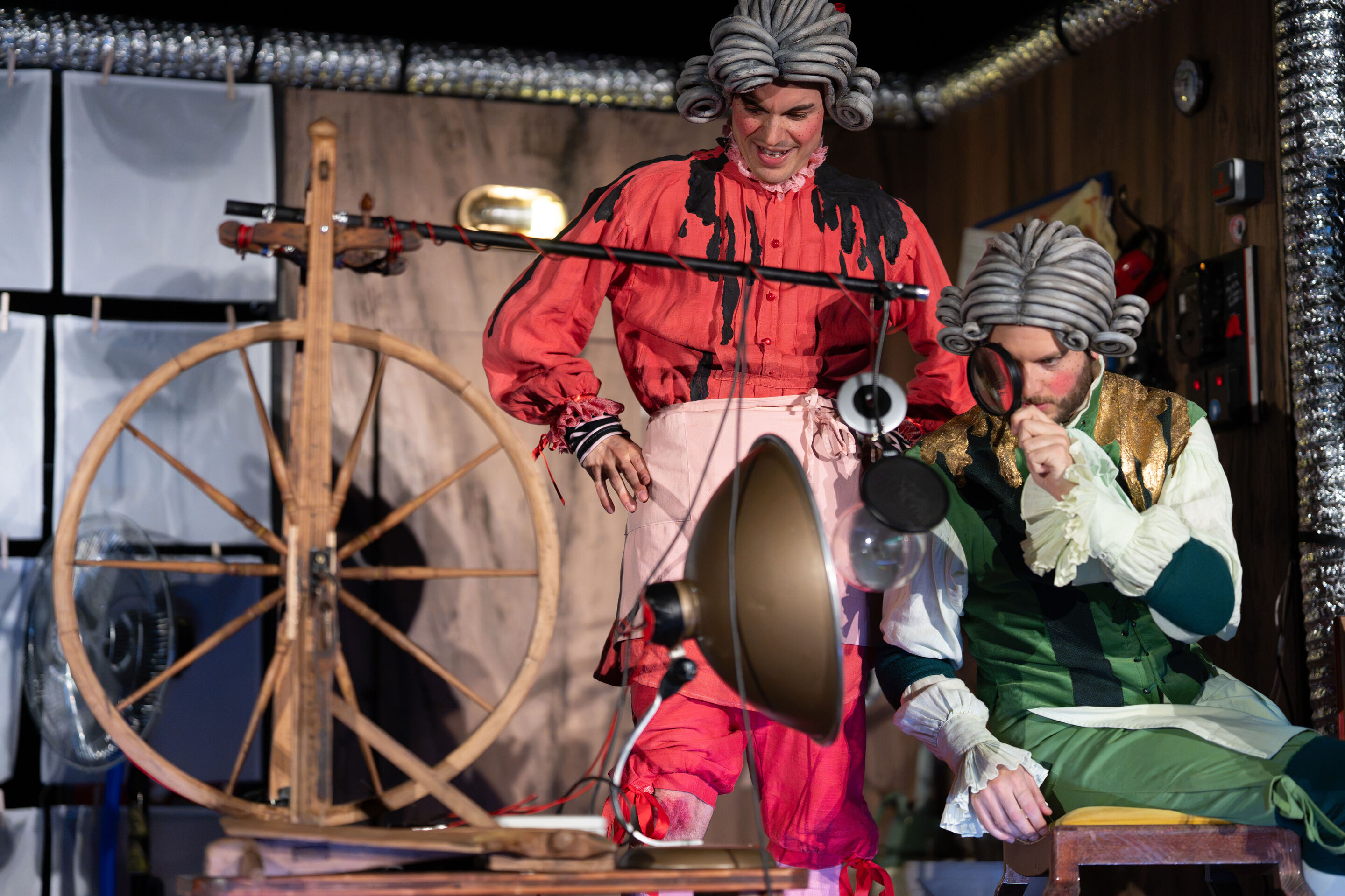 Scene from the children’s opera “Holle!” (The Salzburg Festival as a guest at the Audi Summer Concerts) - Manuel Ernst as Pech-Andy and Alexander Gergelyfi as Gold-Andy are seen on stage in the children's opera Holle! at the museum mobile of the Audi...