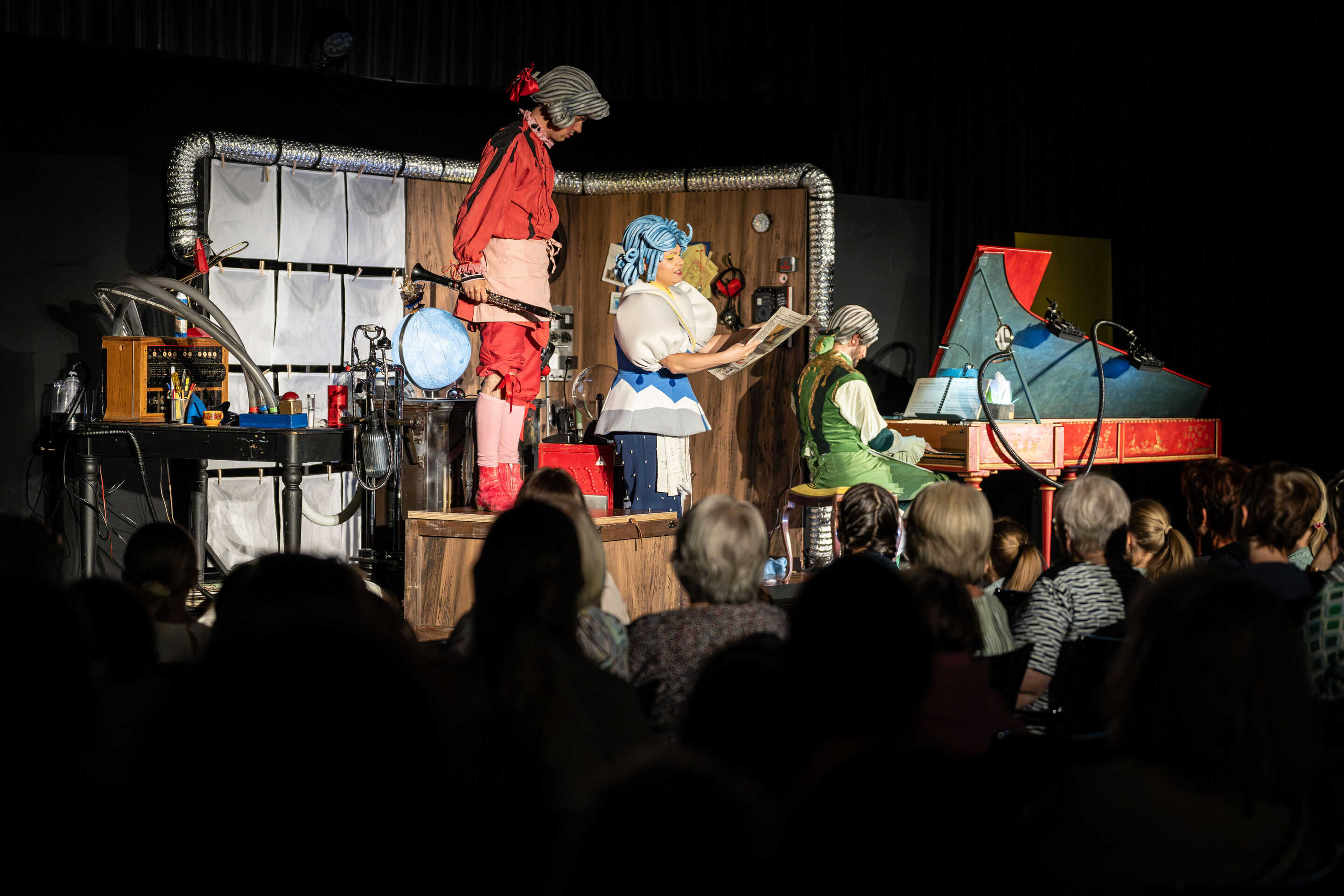 Scene from the children’s opera “Holle!” (The Salzburg Festival as a guest at the Audi Summer Concerts) - View from the audience of the stage of the children's opera Holle! at the museum mobile of the Audi Forum Ingolstadt. Tatiana Kuryatnikova as Holle...