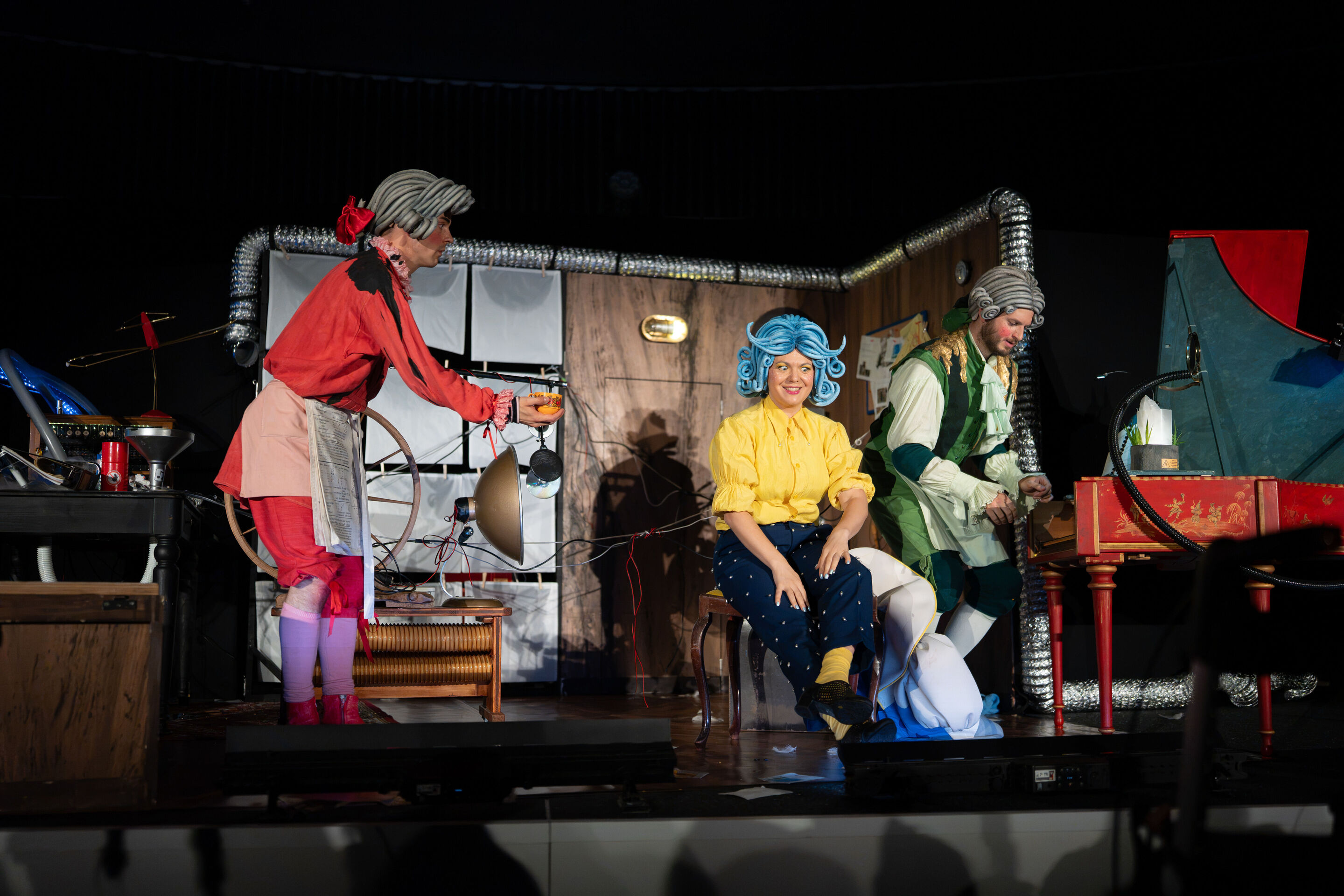 Scene from the children’s opera “Holle!” (The Salzburg Festival as a guest at the Audi Summer Concerts) - View from the audience of the stage of the children's opera Holle! at the museum mobile of the Audi Forum Ingolstadt. Tatiana Kuryatnikova as Holle...