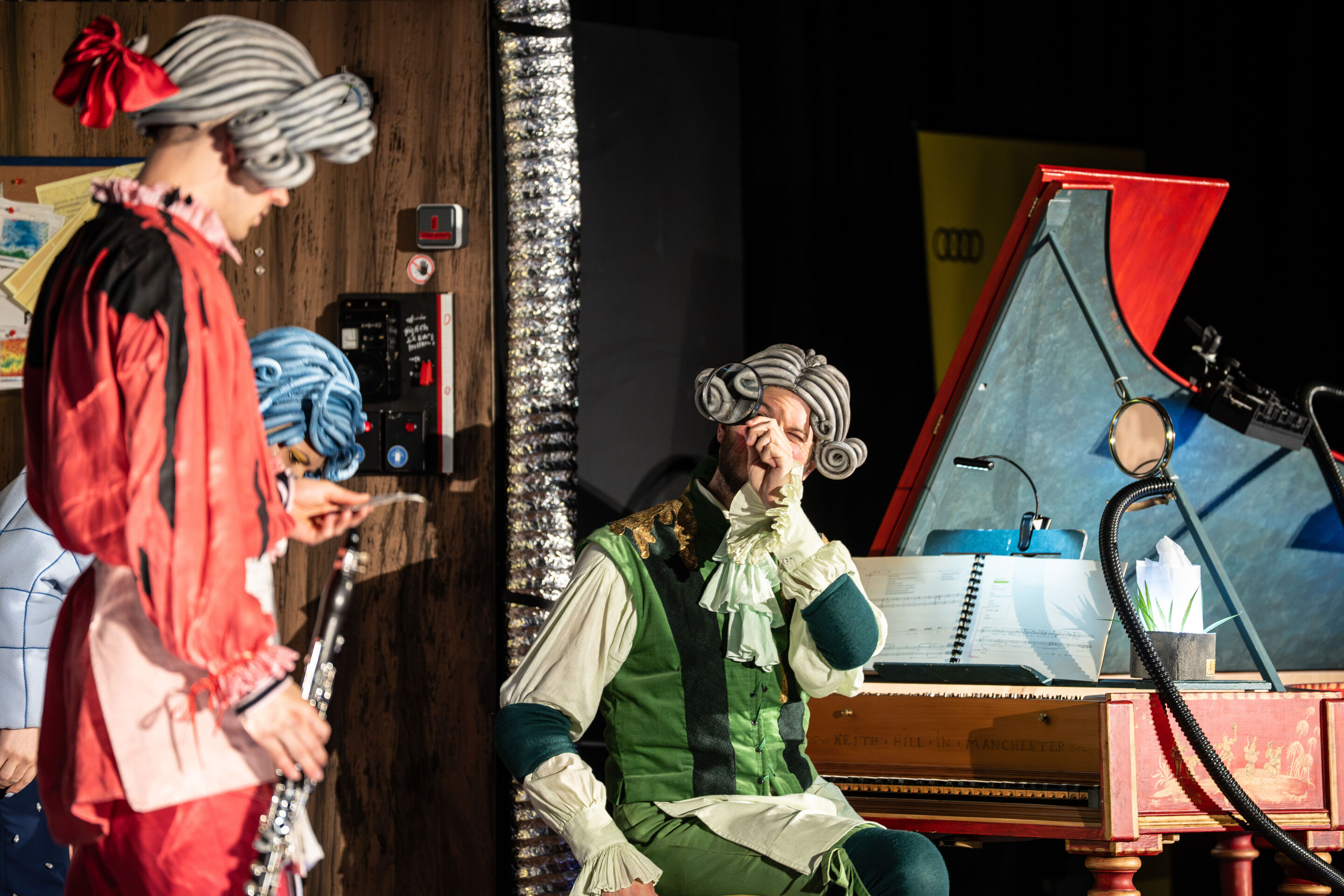 Scene from the children’s opera “Holle!” (The Salzburg Festival as a guest at the Audi Summer Concerts) - Manuel Ernst as Pech-Andy and Alexander Gergelyfi as Gold-Andy are seen on stage in the children's opera Holle! at the museum mobile of the Audi...