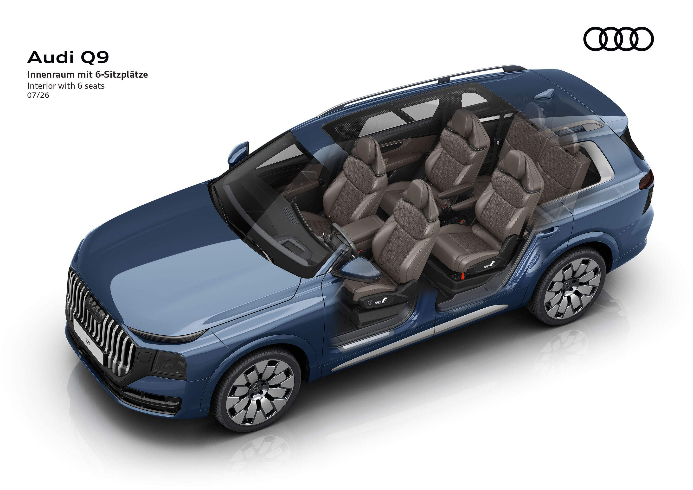 Illustration - Audi Q9 - Innenraum mit 6 Sitzplätzen