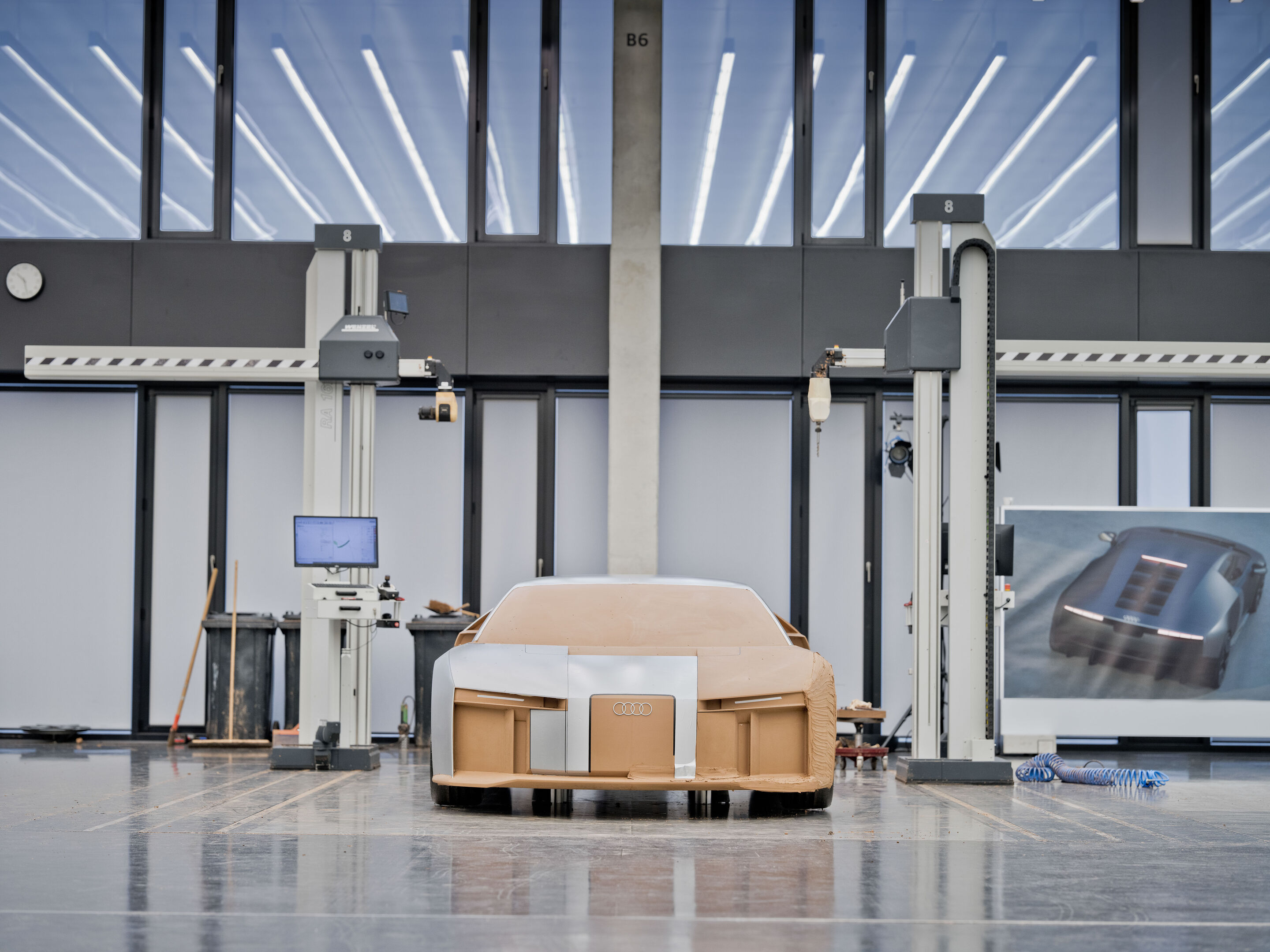 The Audi Nuvolari in 405 Days - At Audi Design, a full-scale clay model is measured and refined for the next stages of vehicle development.