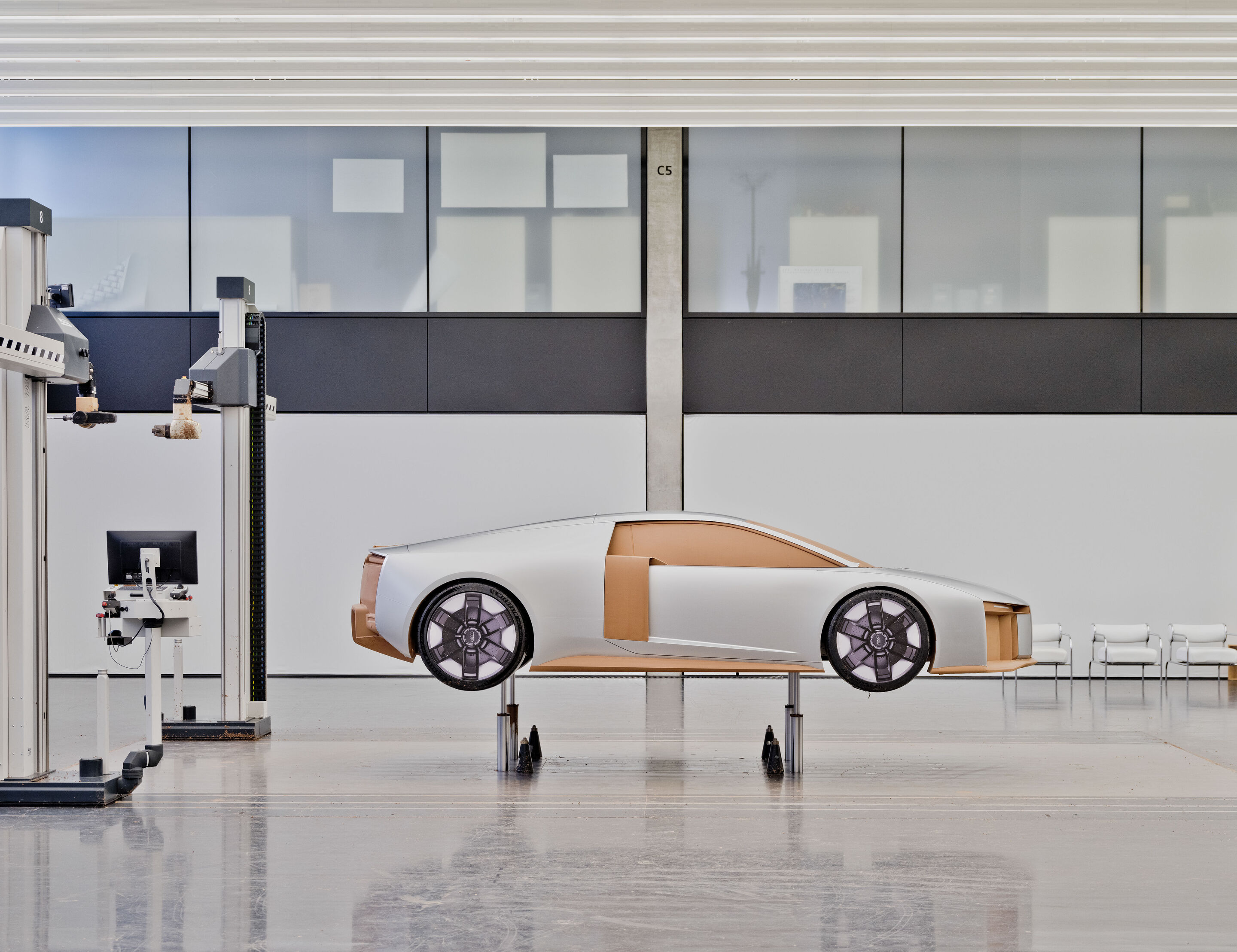 The Audi Nuvolari in 405 Days - At Audi Design, a full-scale clay model is measured and refined for the next stages of vehicle development.
