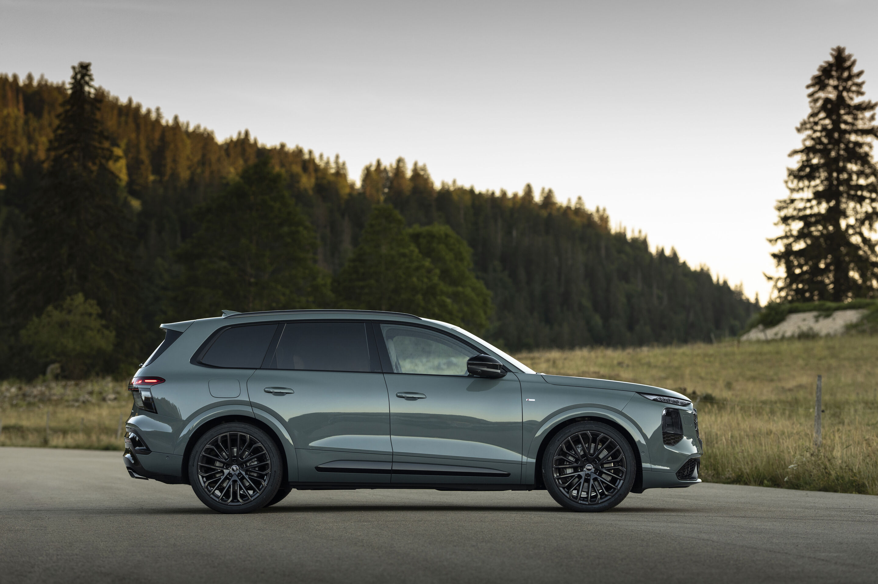 Audi Q7 SUV - Agavengrün Metallic, Outdoor-Standaufnahme, Exterieur