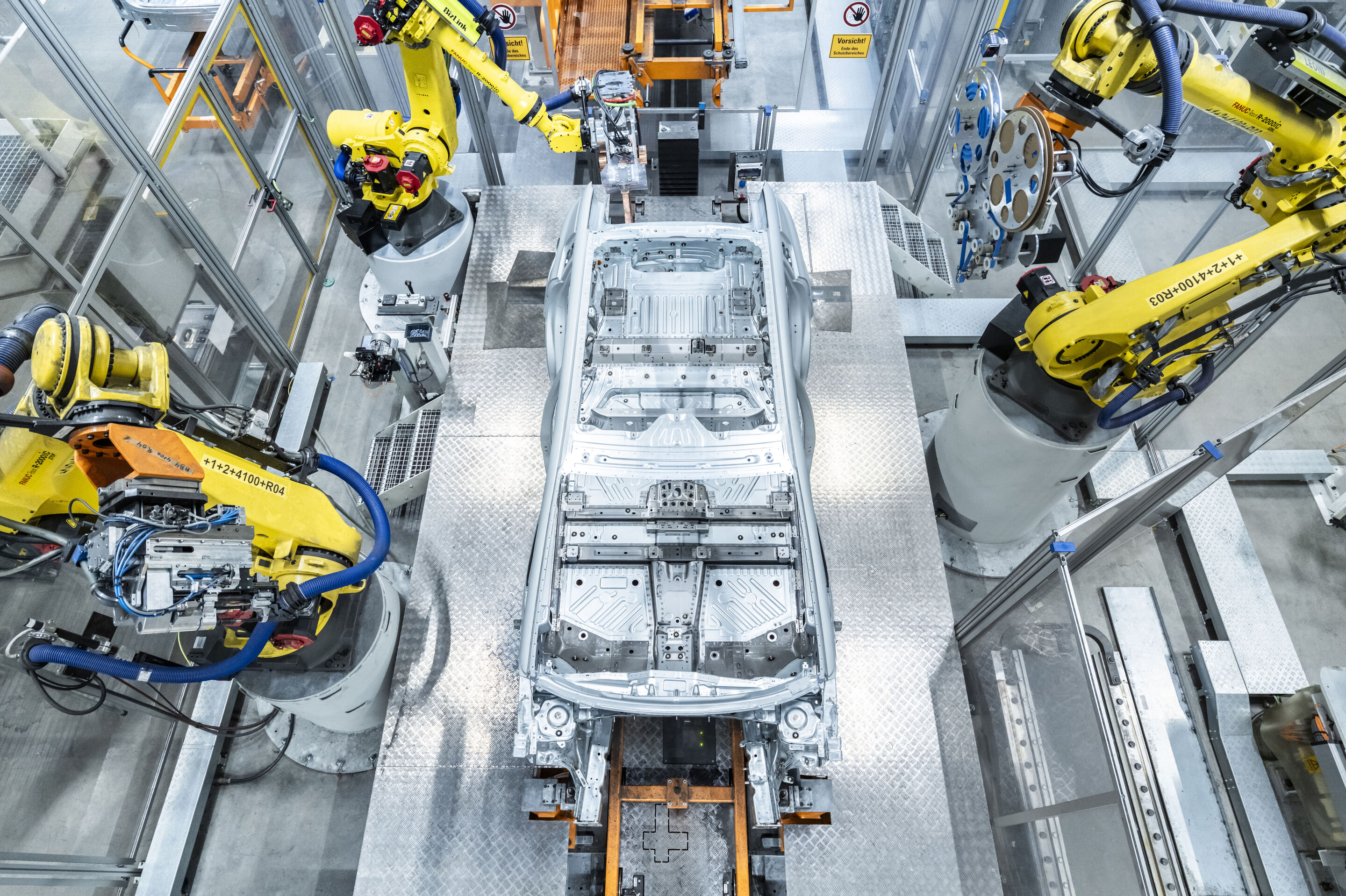 Audi A2 e-tron production at the Ingolstadt site - More than 1,200 production components, including robot welding guns and around 250 robots that have already been used in the production of other Audi models, are being reused or repurposed.