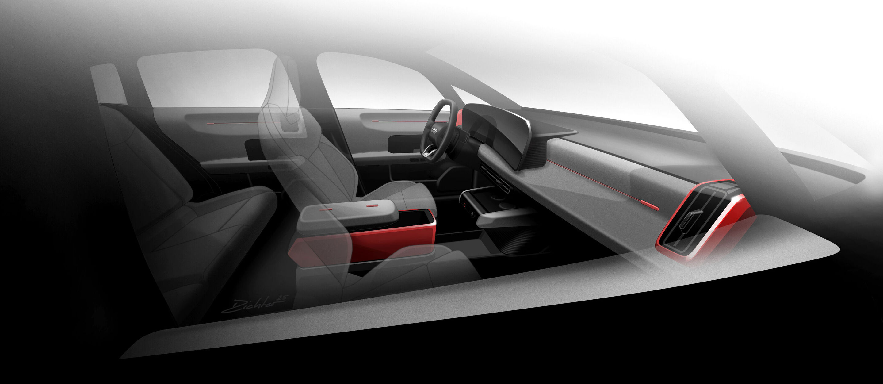 Skizze - Audi A2 e-tron - Design Skizze Interieur