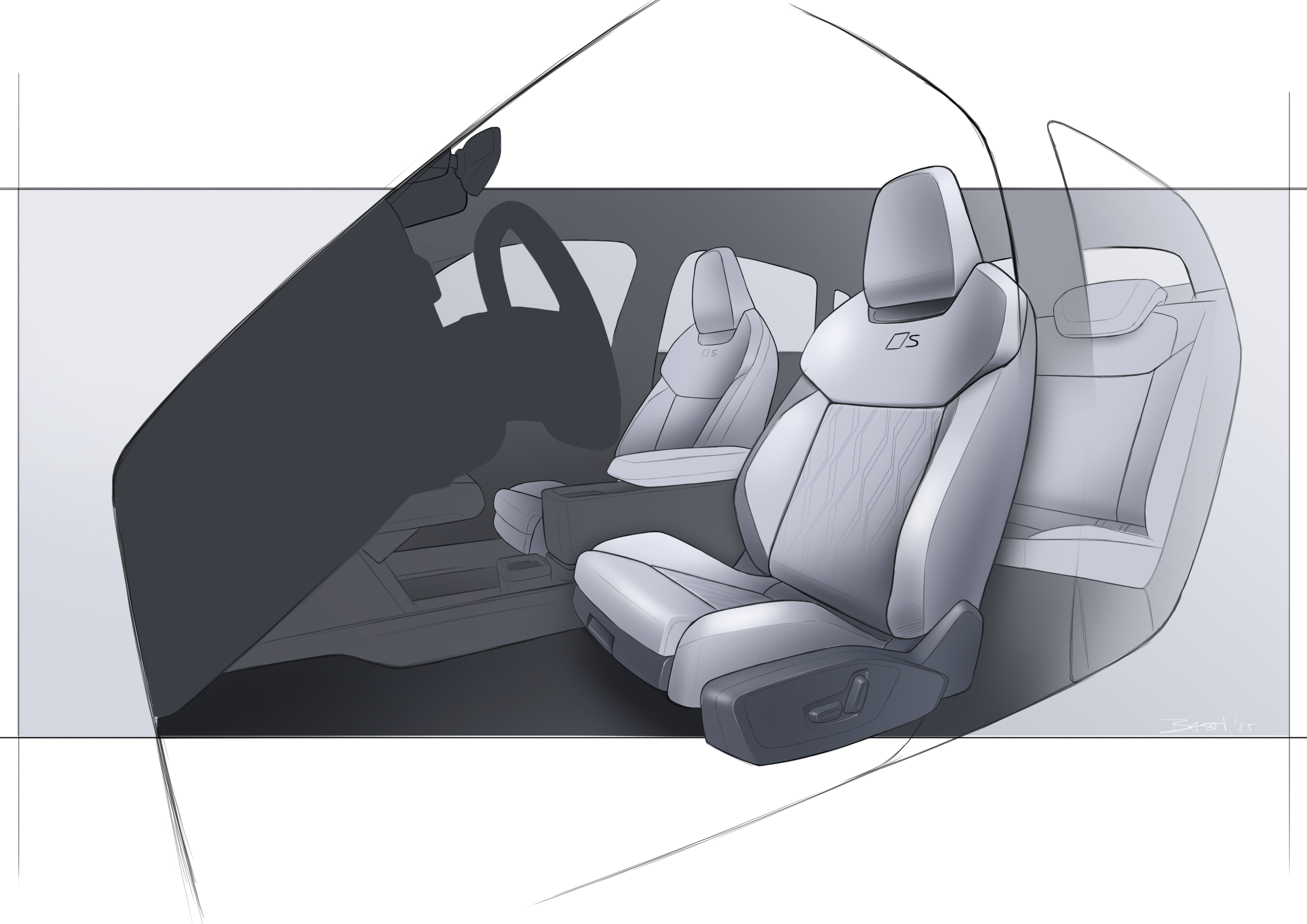 Skizze - Audi A2 e-tron - Design Skizze Interieur