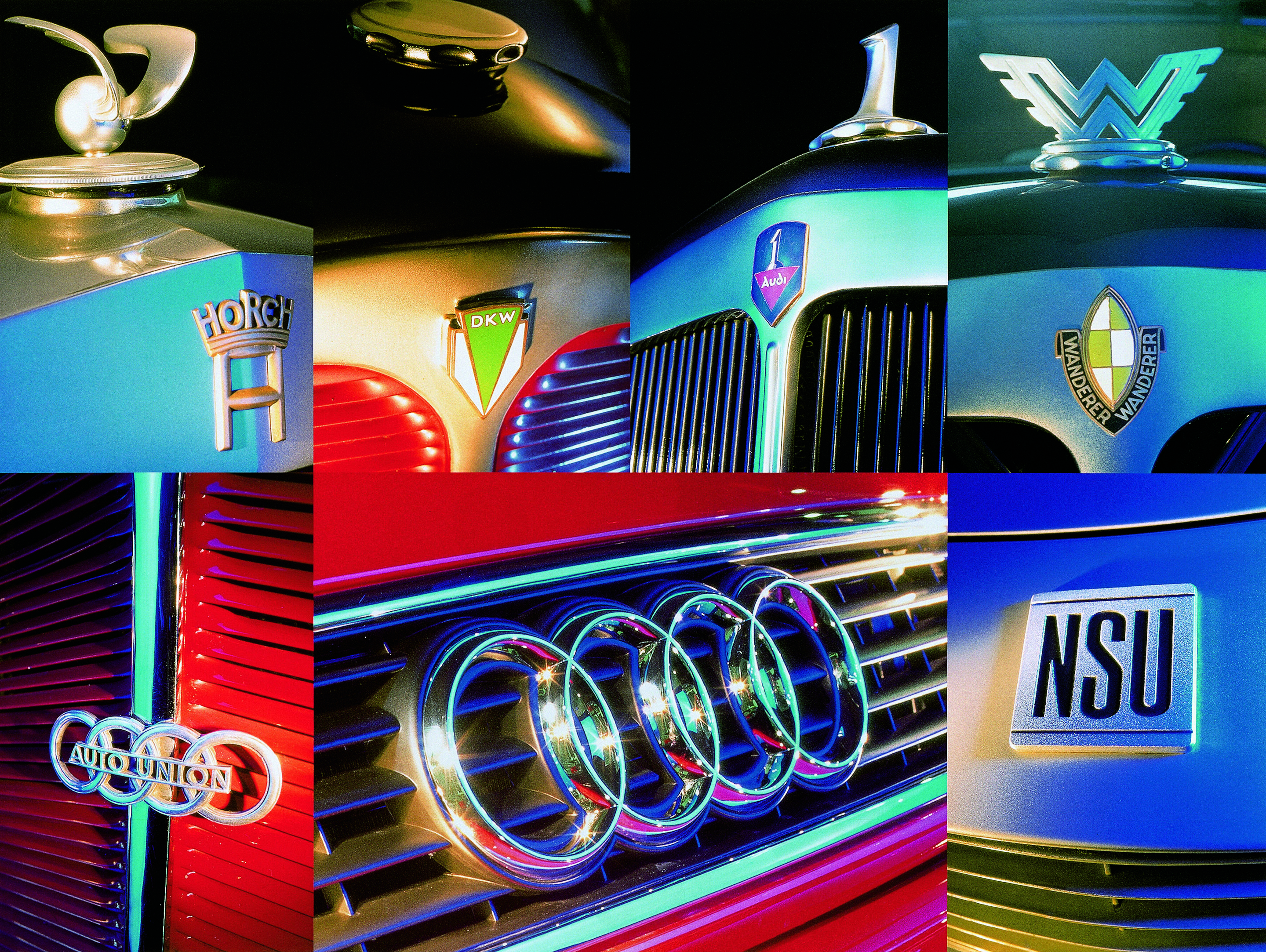 The origins of the company: the marques Audi, DKW, Horch, Wanderer, Auto Union and NSU.