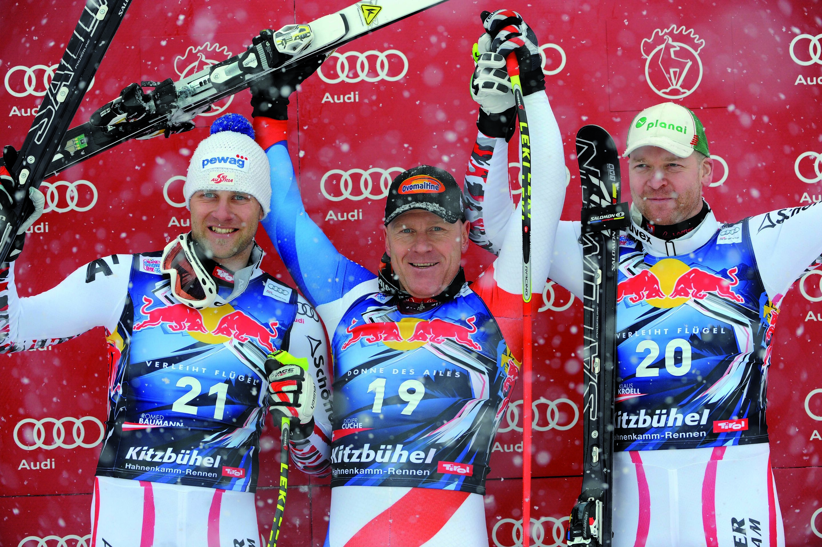 Romed Baumann, Didier Cuche and Klaus Kroell