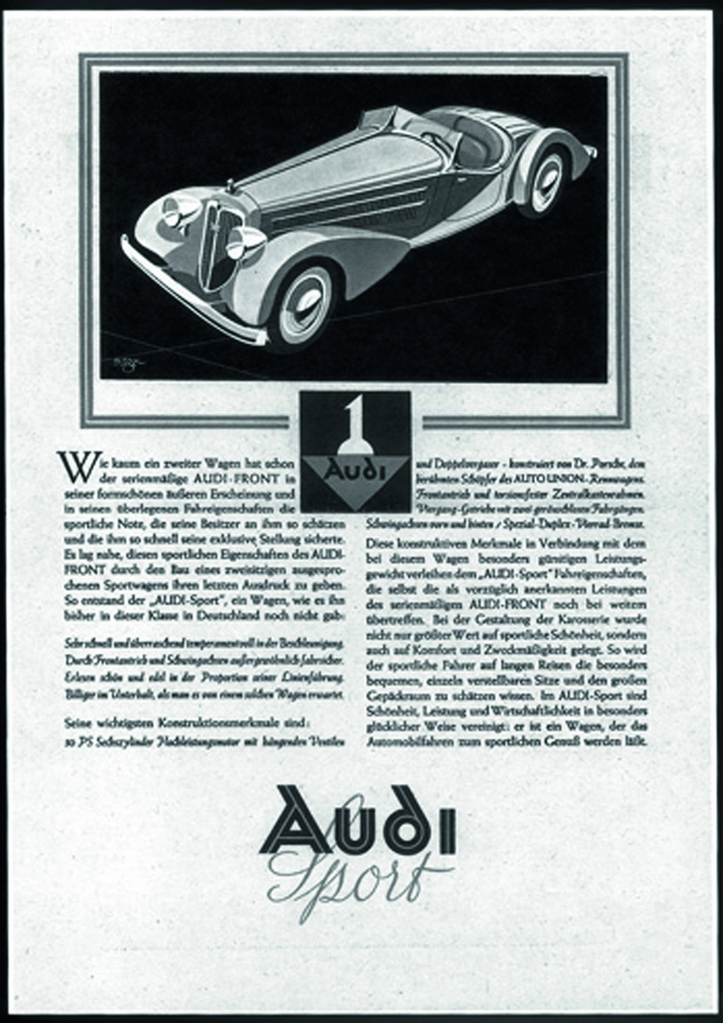 Anniversary magazine History - Brochure - the Front Roadster should have been called "Audi Sport". Its series prodction fell through on cost.