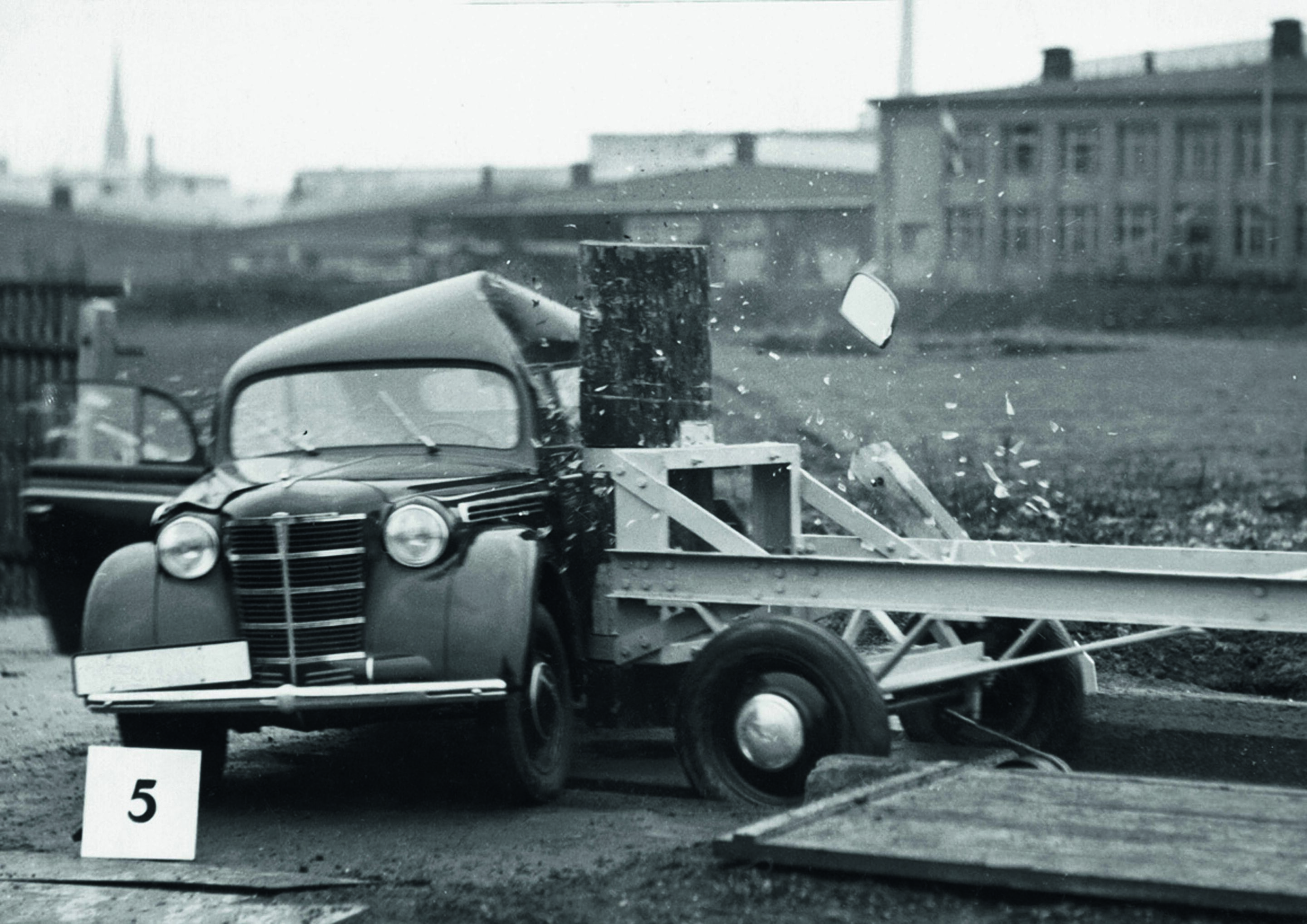 Anniversary magazine History - Central Testing Facility - the futuristic catapult equipment for side impact crash tests entered service in 1939