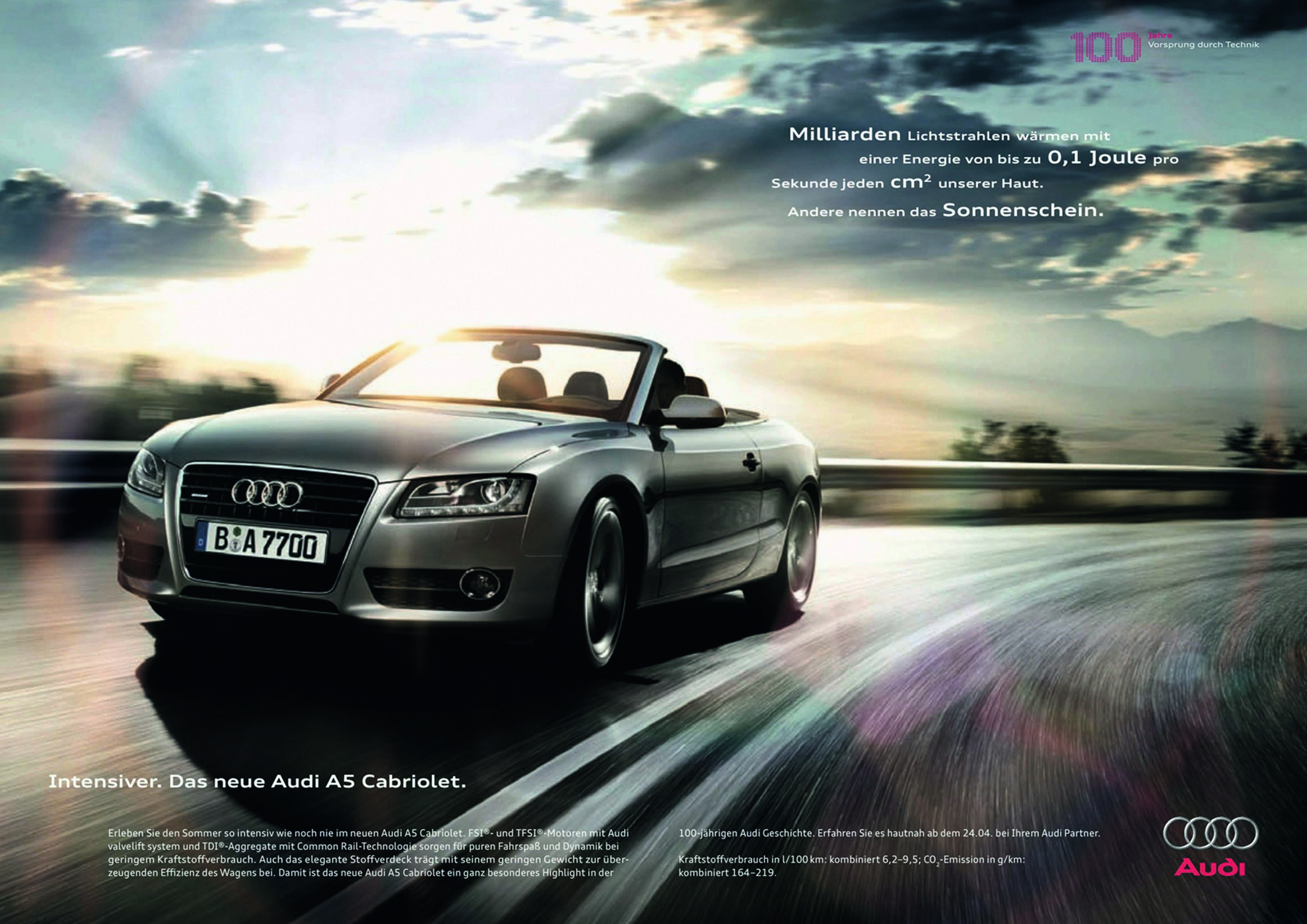 Jubiläumsmagazin Historie - Anzeigenmotiv zum Audi A5 Cabriolet