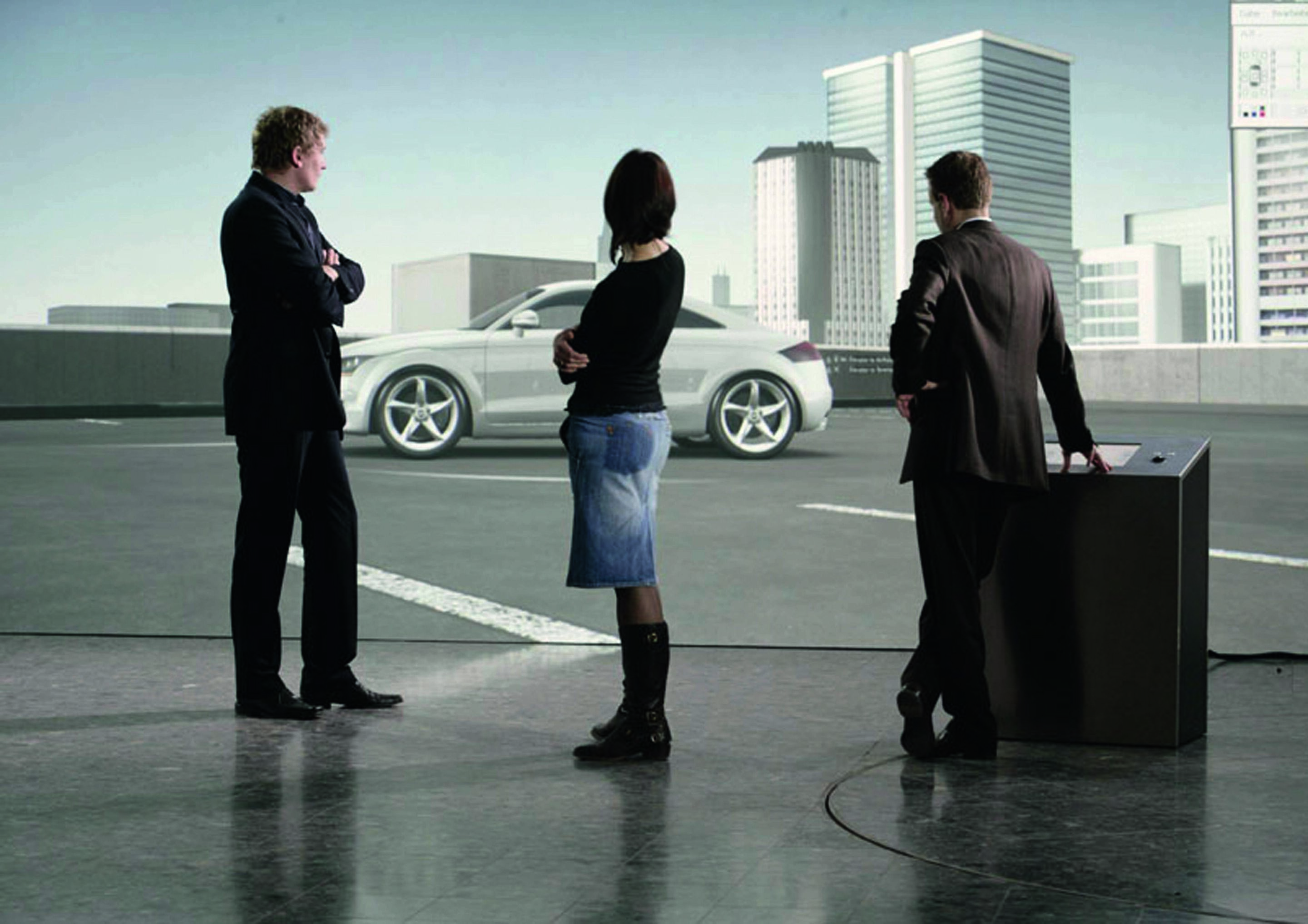 Jubiläumsmagazin Design - Audi Design: Der virtuelle Projektionsraum zeigt das Auto in seiner künftigen Umgebung.