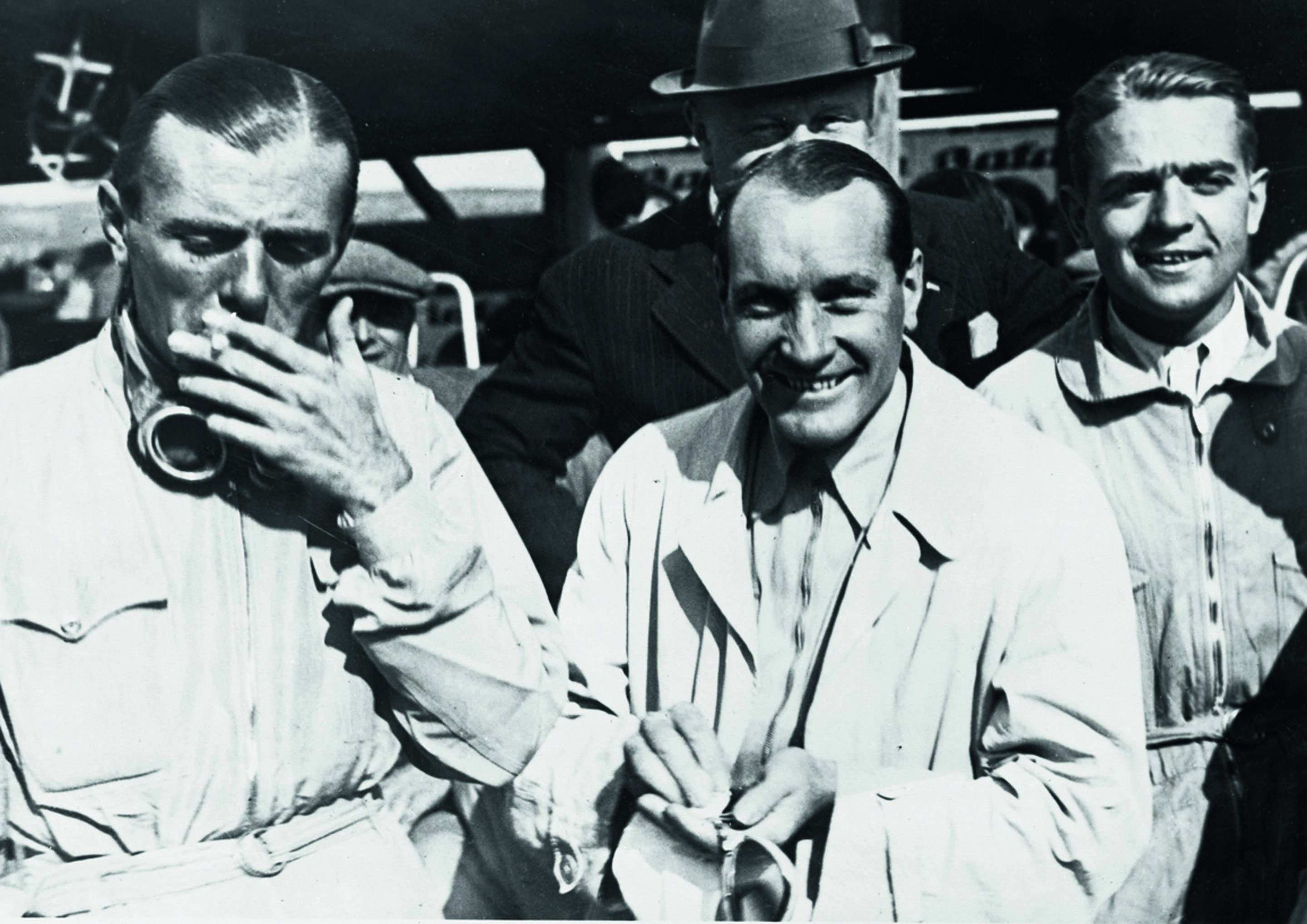 Anniversary magazine Motorsports - Drivers - (from l.) Achille Varzi, Hans Stuck and Bernd Rosemeyer in the 1935 season.