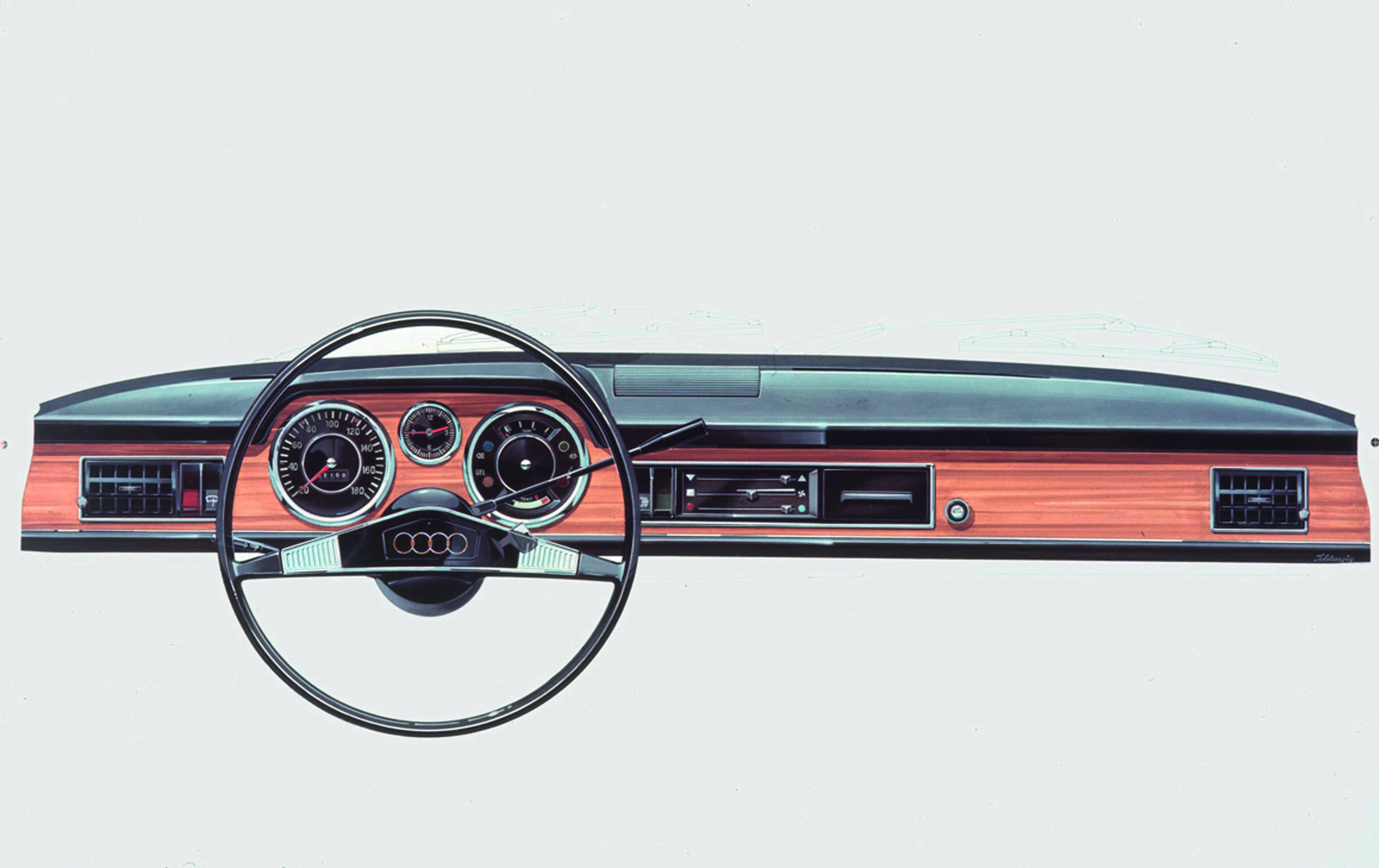 Jubiläumsmagazin Design - Interior Evolution: Audi 100 von 1968.