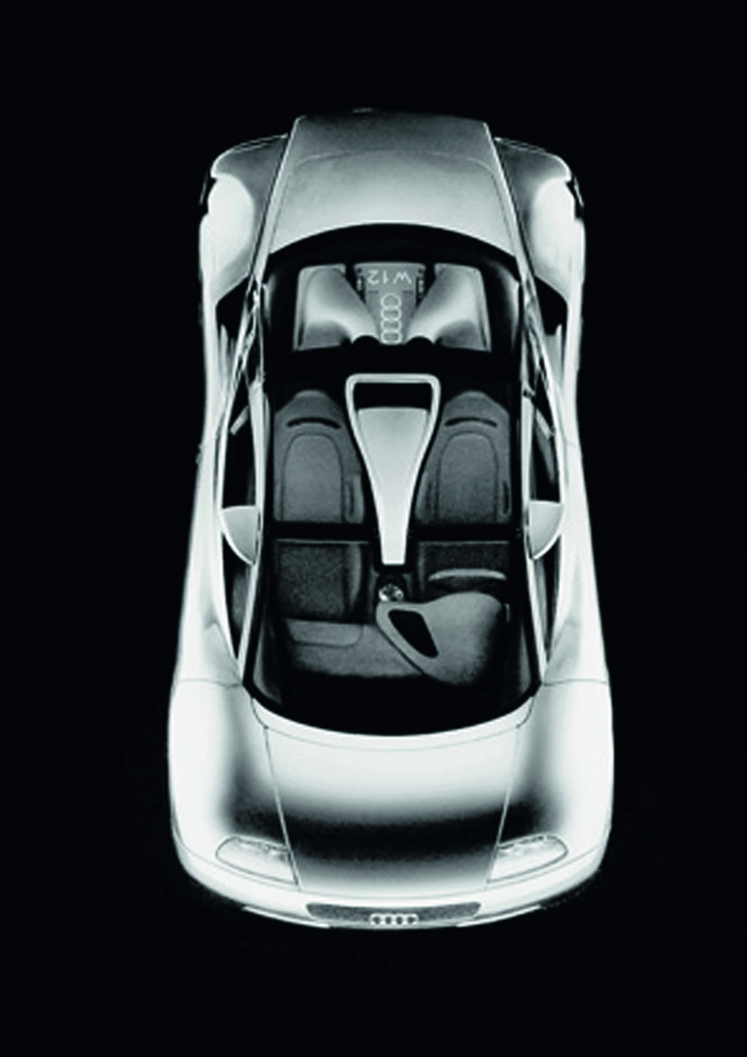 Anniversary magazine Design - Audi Avus quattro - slim-waisted styling, large NACA duct on the glass passenger cockpit.