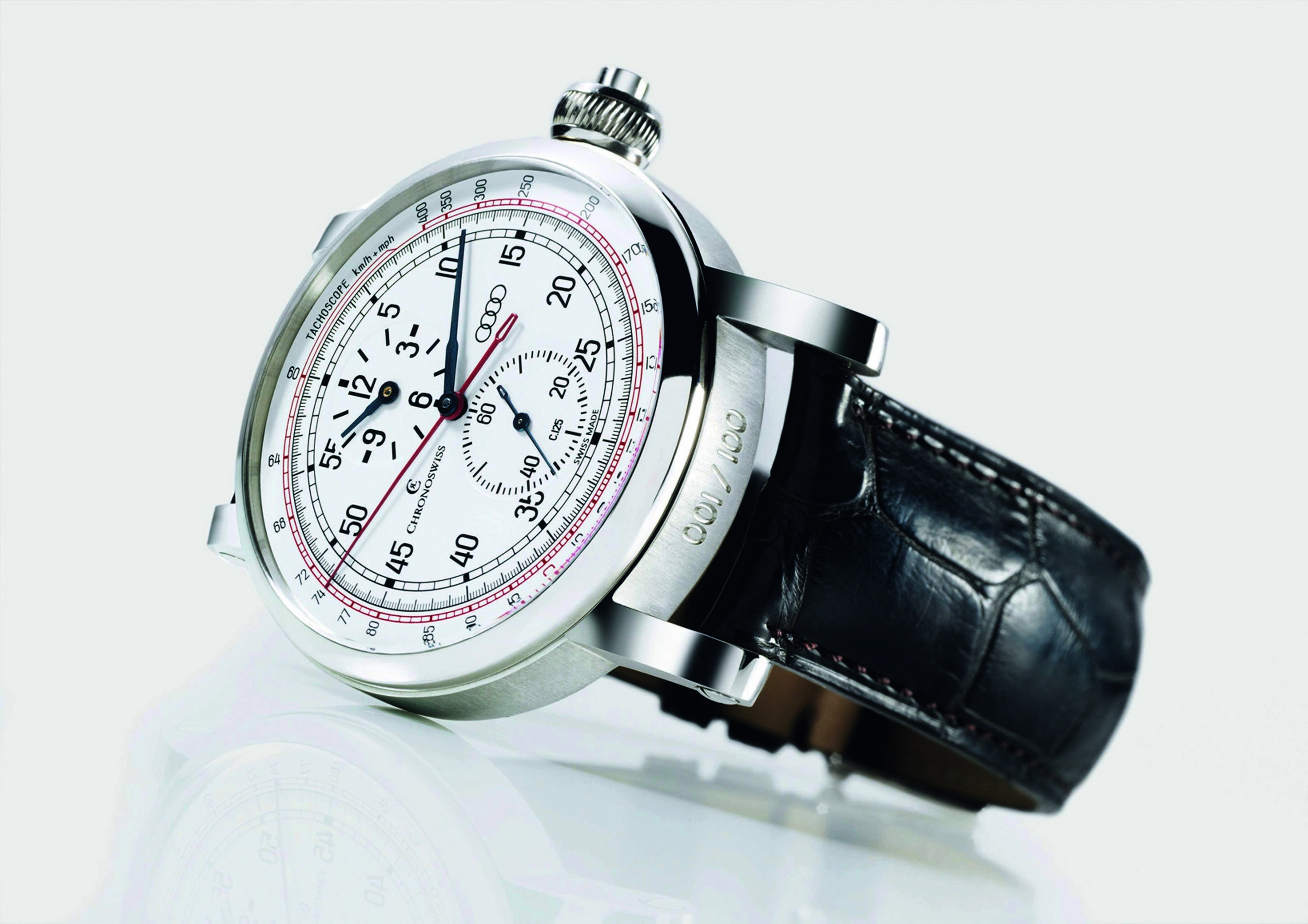 Jubiläumsmagazin Design - Tachoscope: Die Audi Jubiläumsuhr verbindet höchste Qualität und innovative Mechanik mit der Präzision von Audi Design.