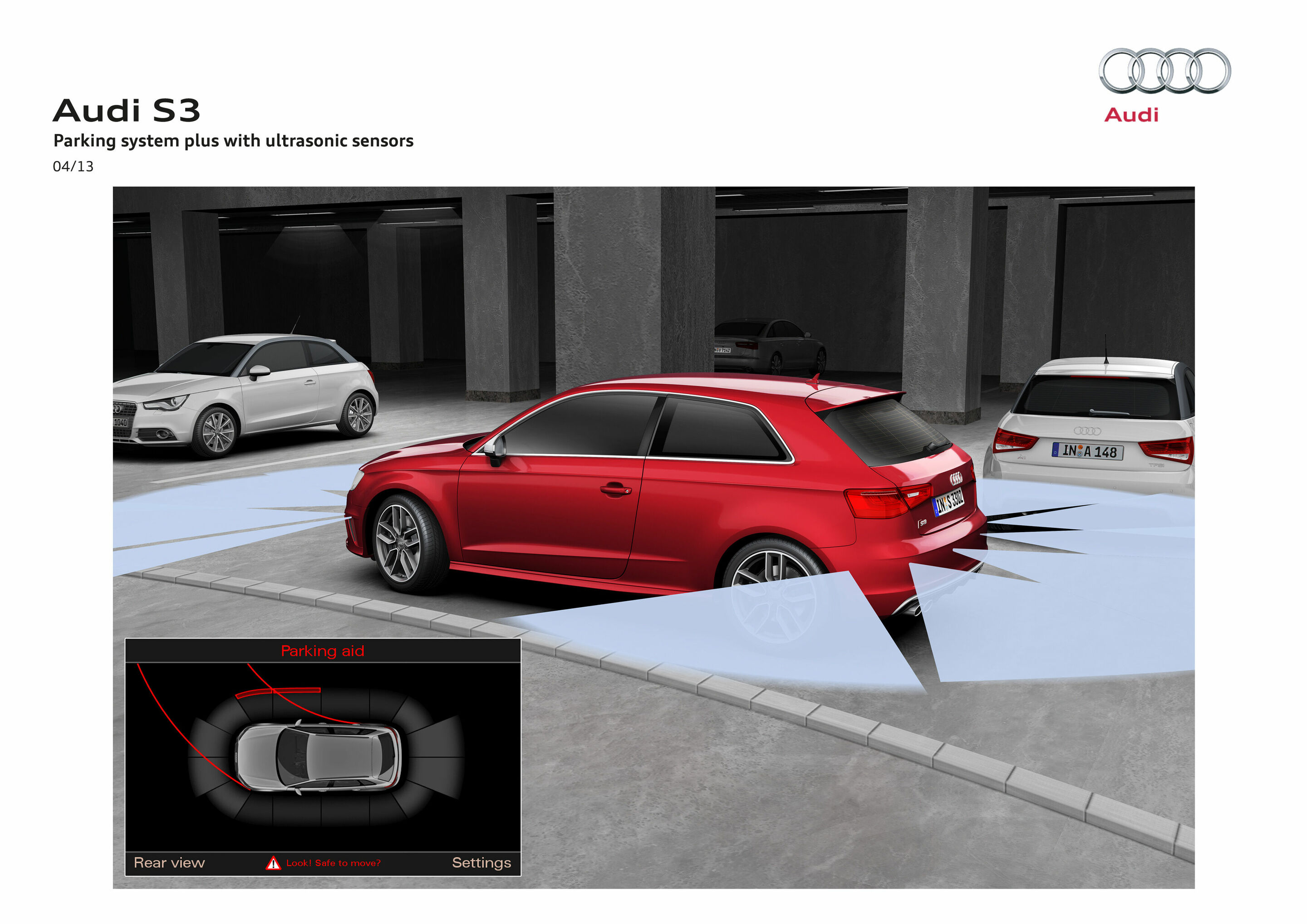 Illustration - Audi S3 - Parking system plus with ultrasonic sensors