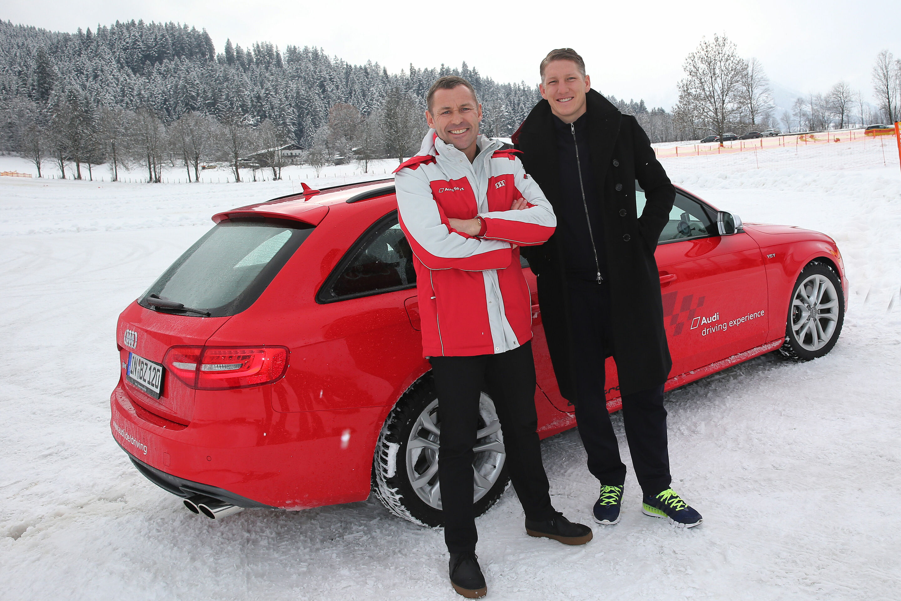 Tom Kristensen and Bastian Schweinsteiger at the Audi driving experience