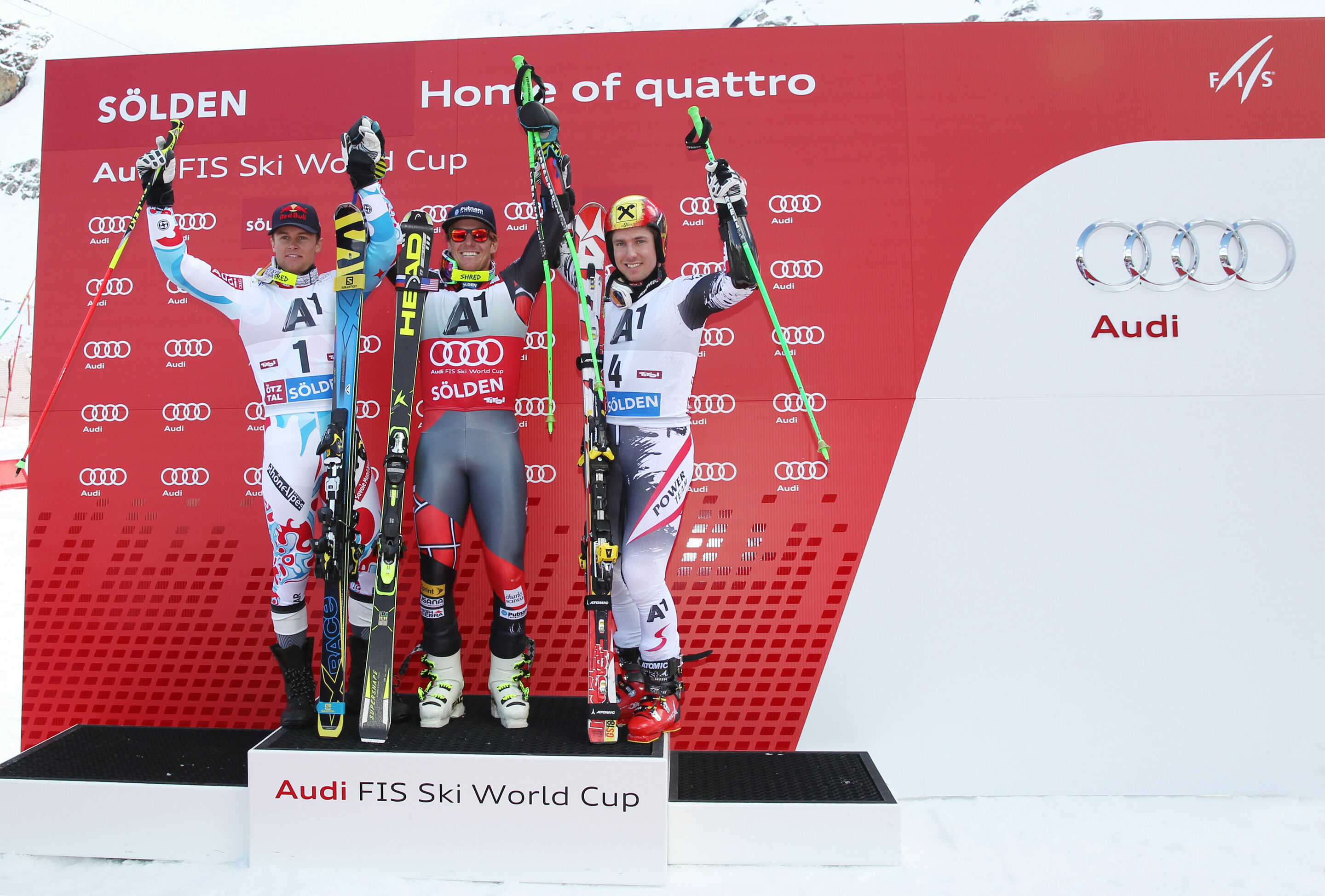 Aksel Lund Svindal, Ted Ligety and Marcel Hirscher