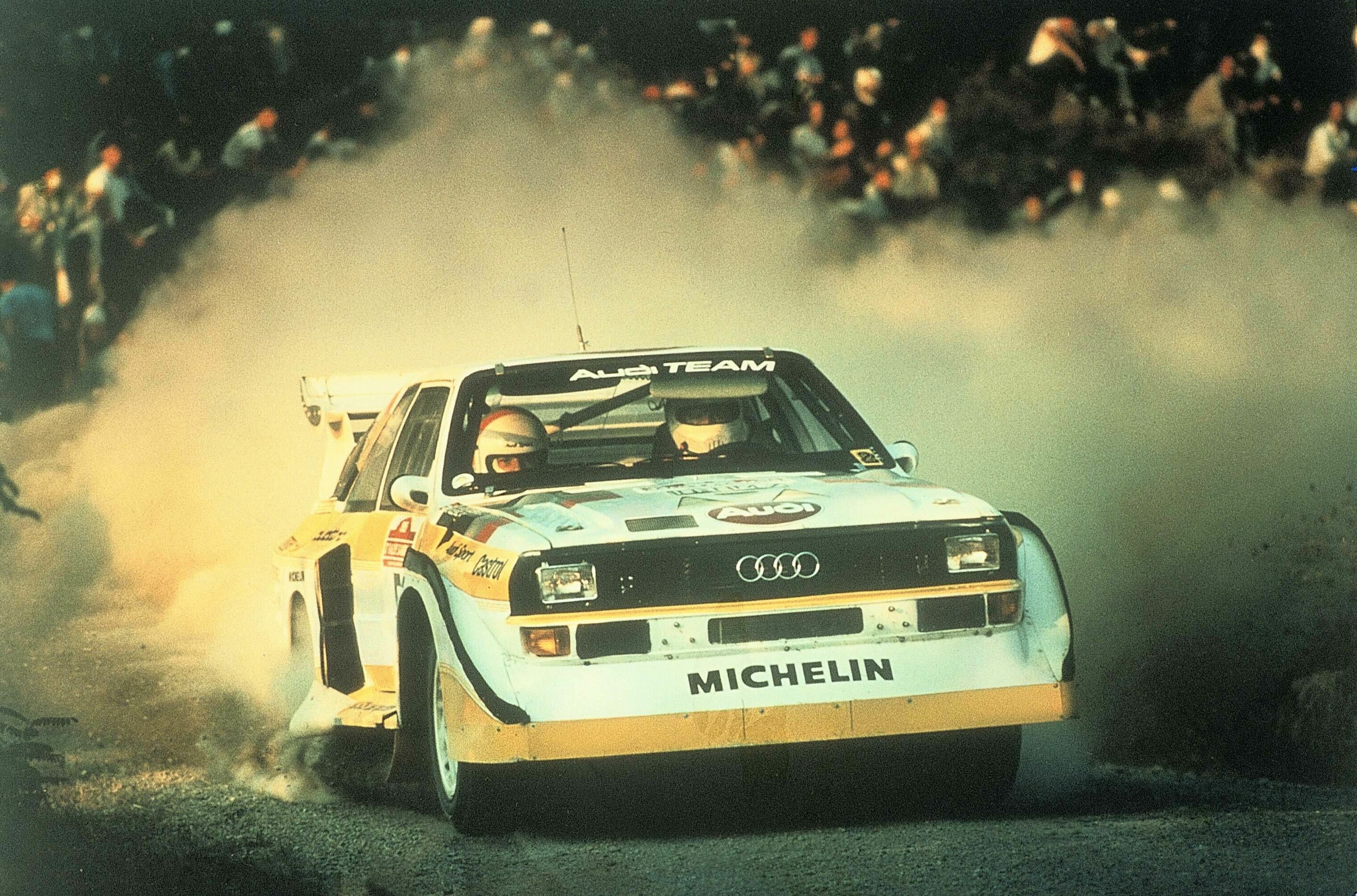 Audi Motorsport Historie - 1985: Walter Röhrl gewinnt mit dem Audi Sport quattro S1 die Rallye San Remo