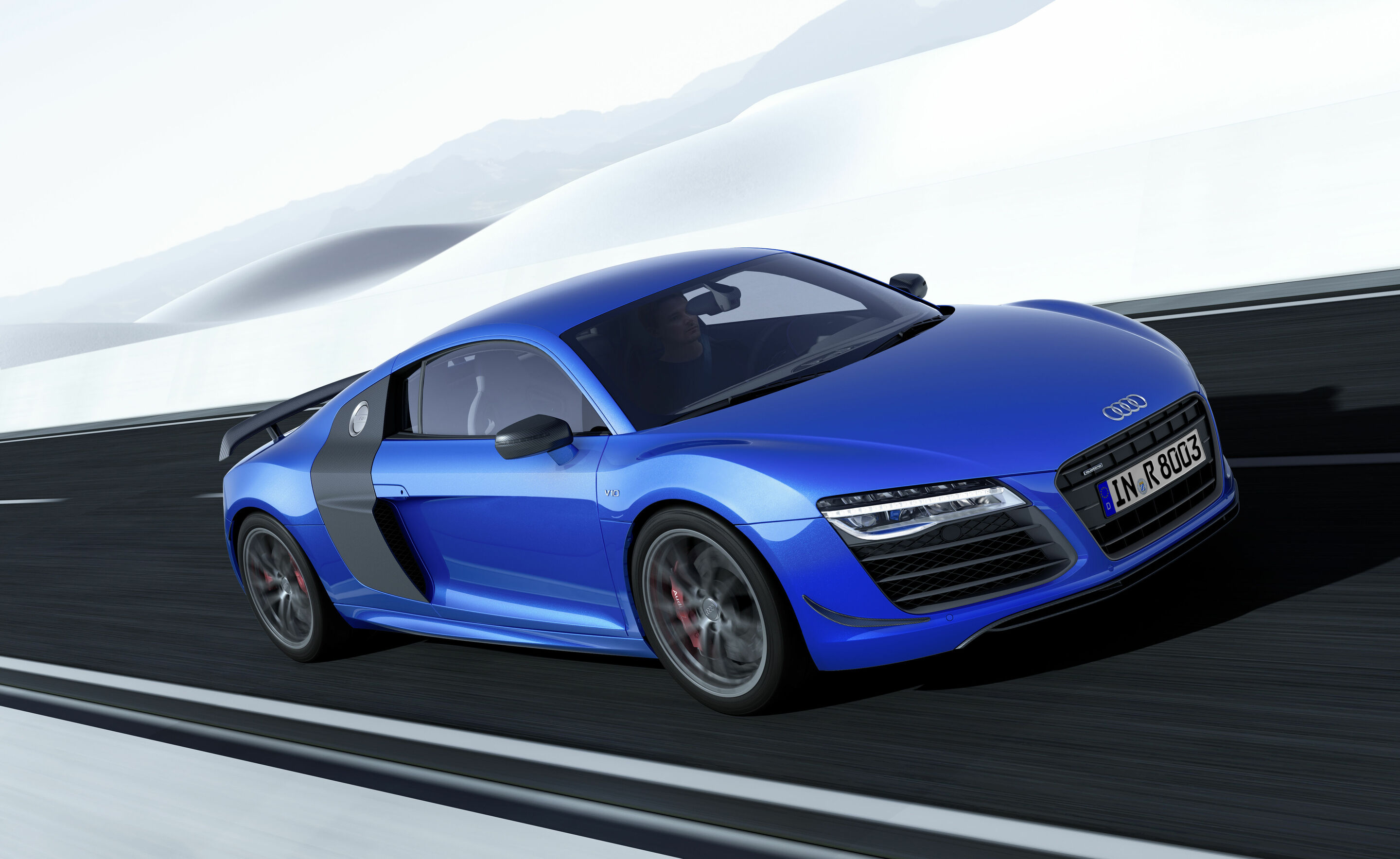 Audi R8 LMX, Fahraufnahme - Farbe: Arablau Kristalleffekt