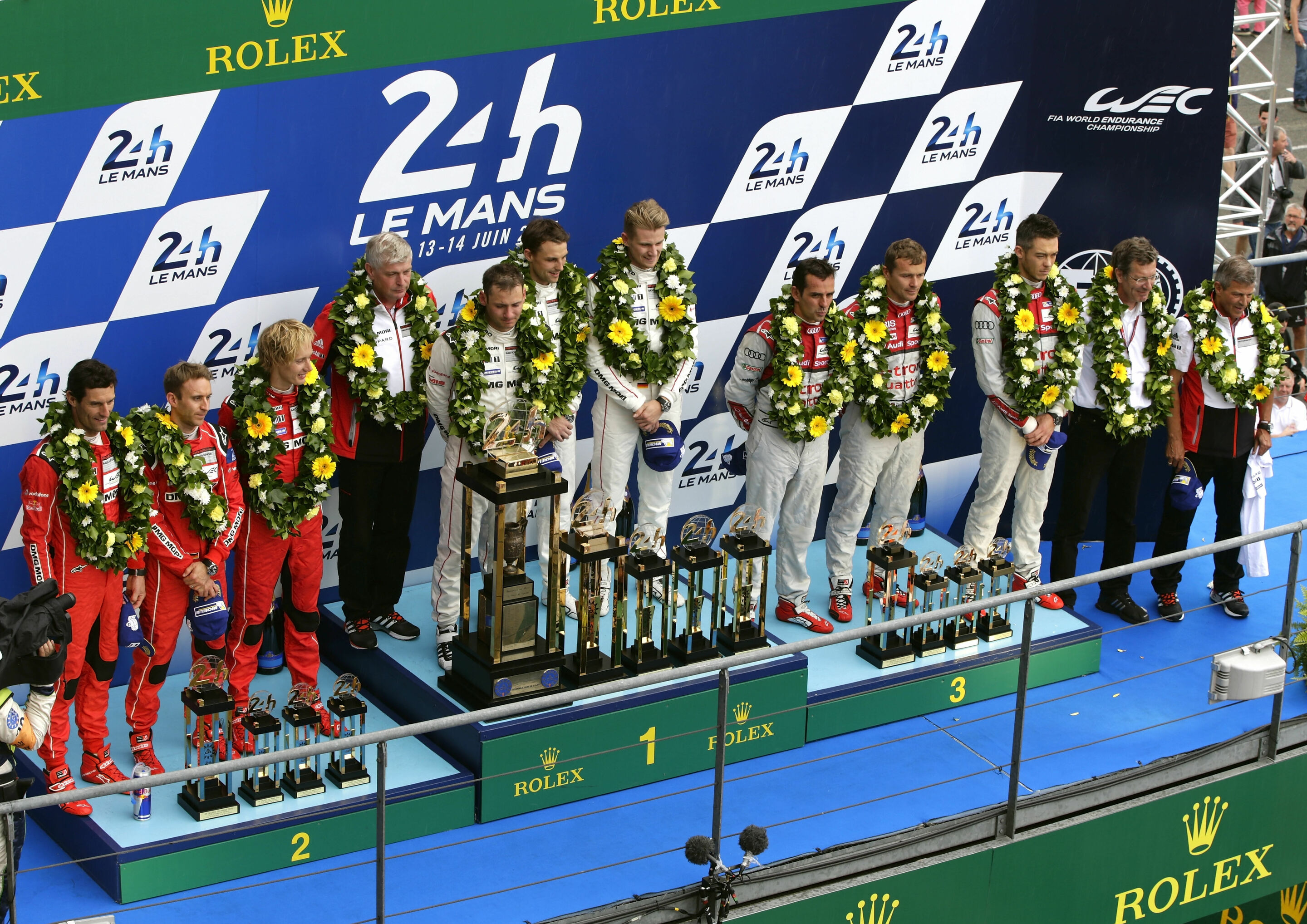 24h Le Mans 2015 - Benoît Tréluyer, Marcel Fässler, André Lotterer, Ralf Jüttner (Team Director Audi Sport Team Joest)
