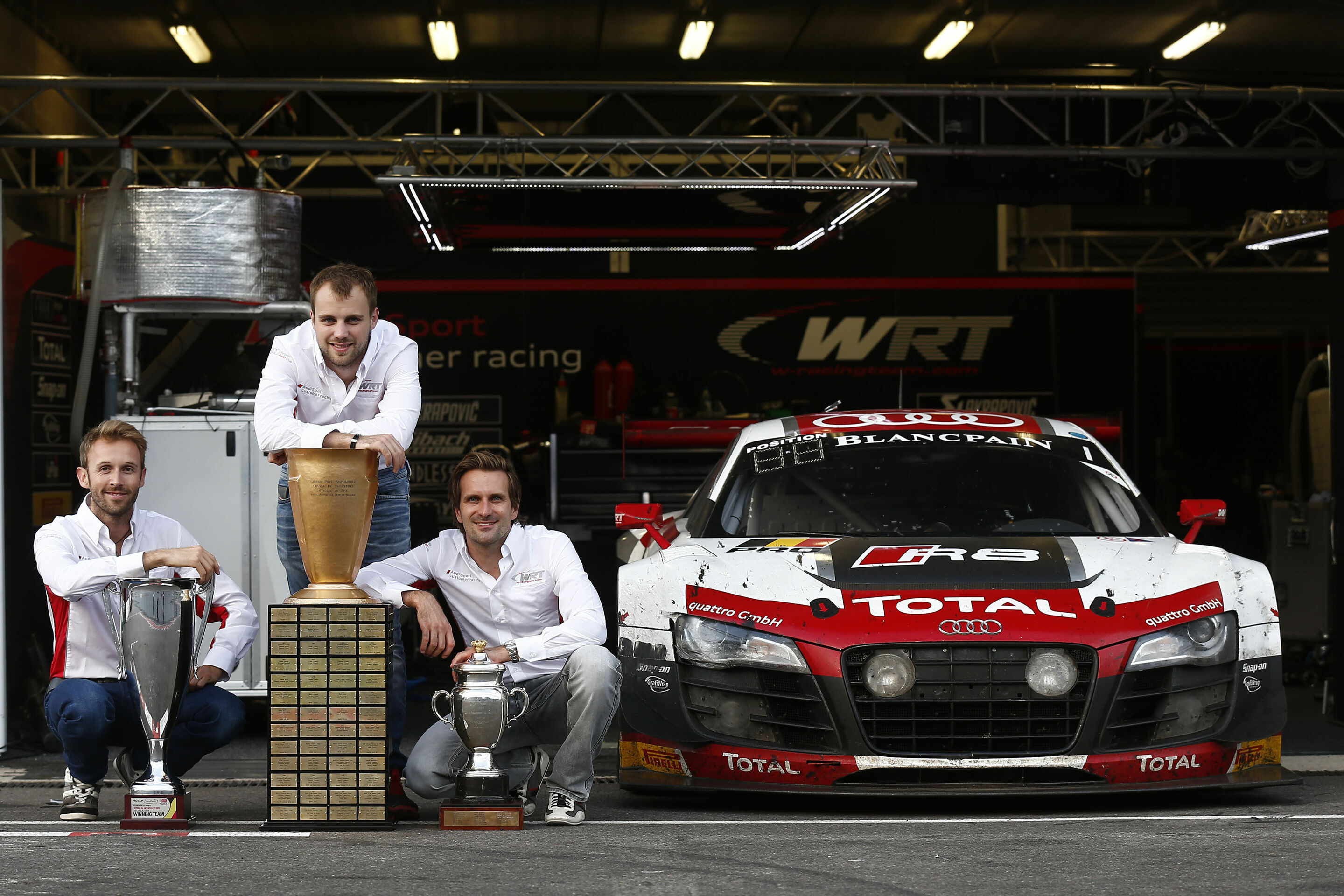 24h Spa 2014 - Markus Winkelhock, im Bild rechts, gewann 2014 die 24 Stunden von Spa mit René Rast und Laurens Vanthoor für Audi