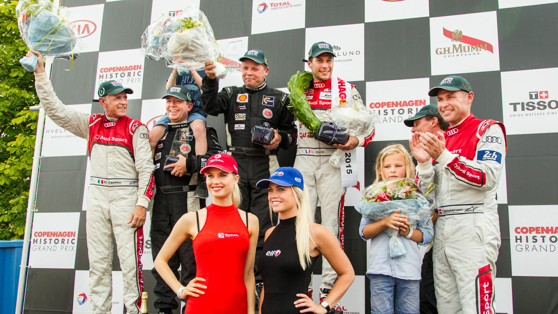 Copenhagen Historic Grand Prix 2015 - Dindo Capello, Oscar Davidsen Siesbye, Martin Berner, Loïc Duval, His Royal Highness Prince Joachim of Denmark, Tom Kristensen