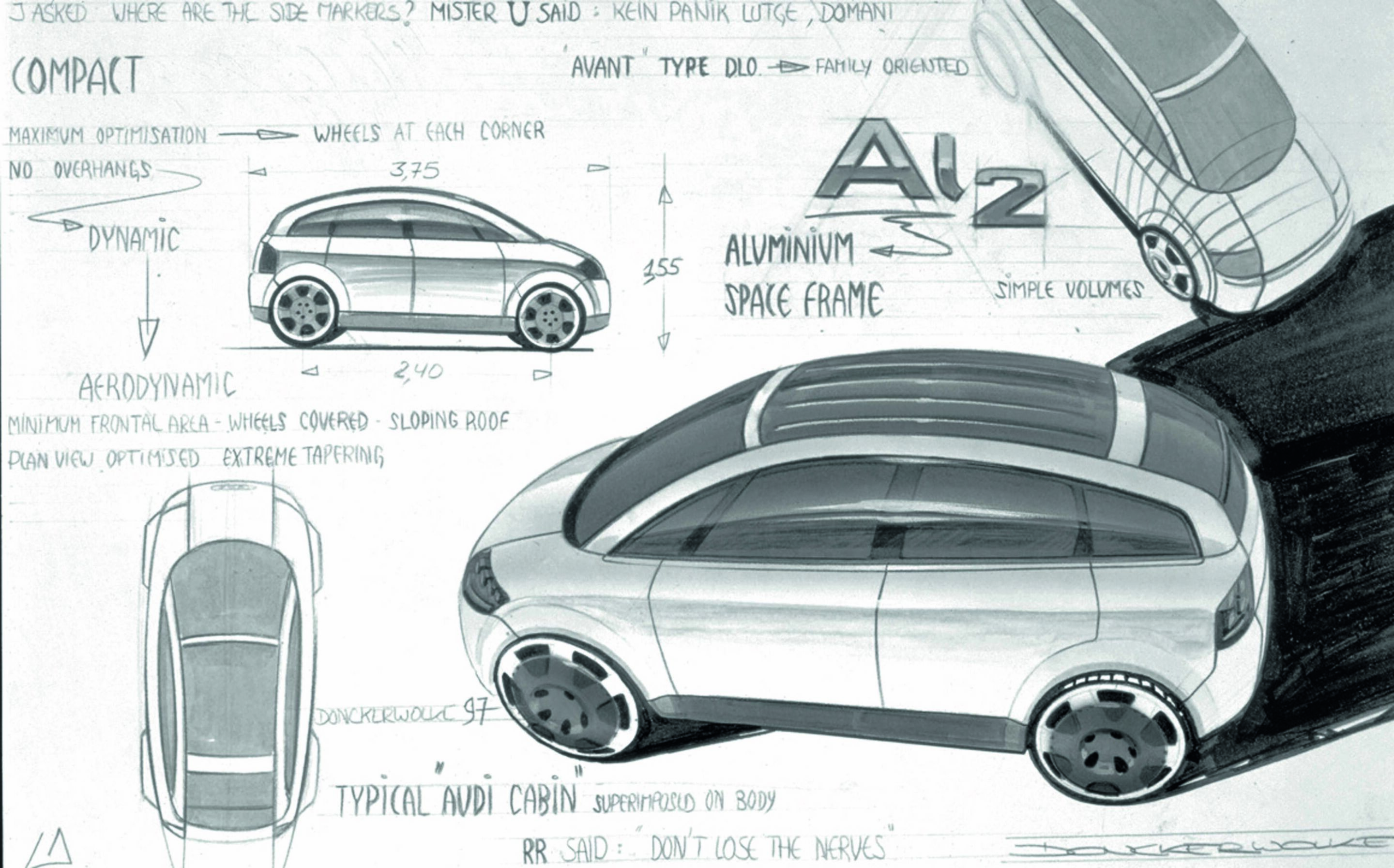 Skizze - Jubiläumsmagazin Design - Designskizze Audi Al2