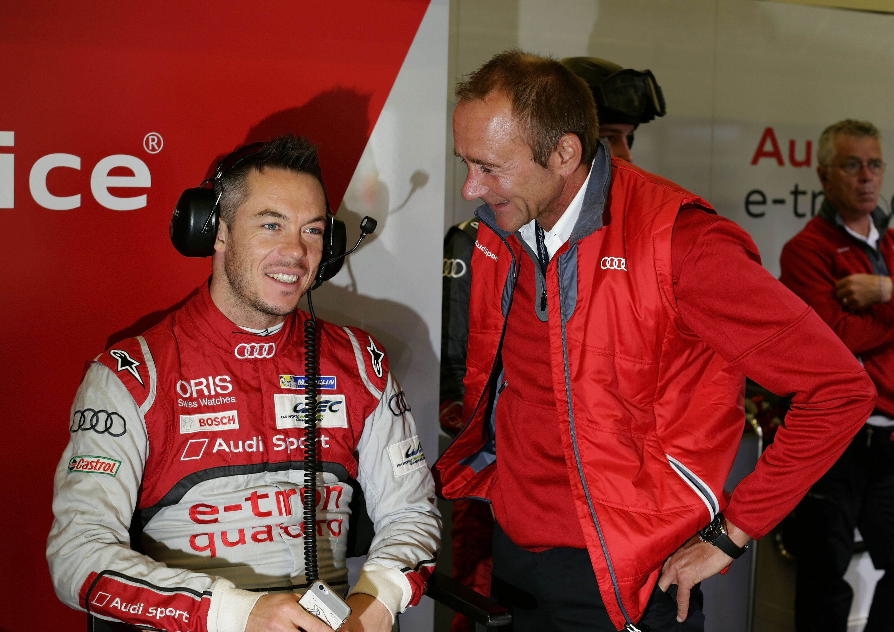 WEC Nürburgring 2015 - André Lotterer, Jörg Zander (Head of Engeneering at Audi Sport)