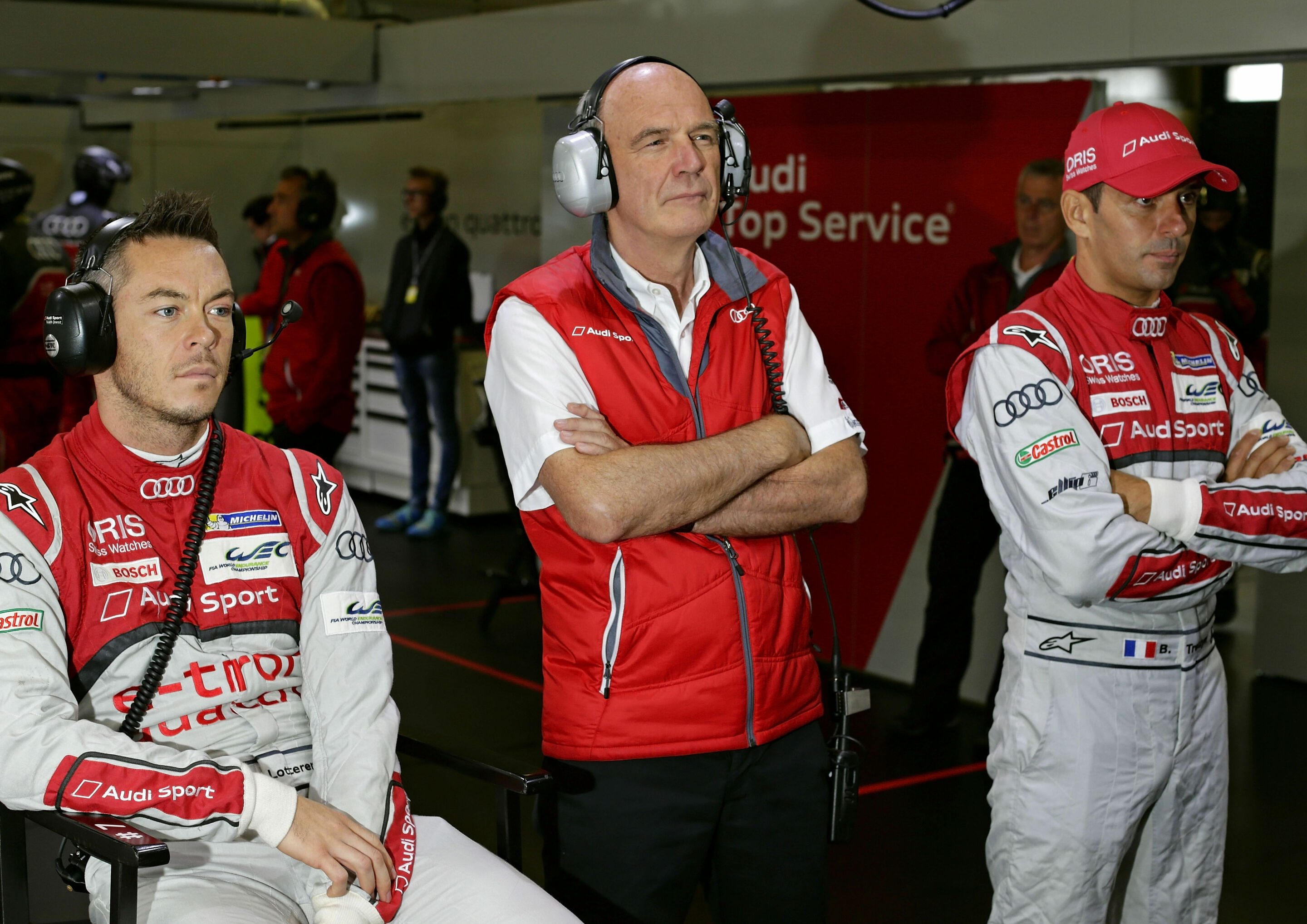 WEC Nürburgring 2015 - André Lotterer, Dr. Wolfgang Ullrich (Head of Audi Sport), Benoît Tréluyer