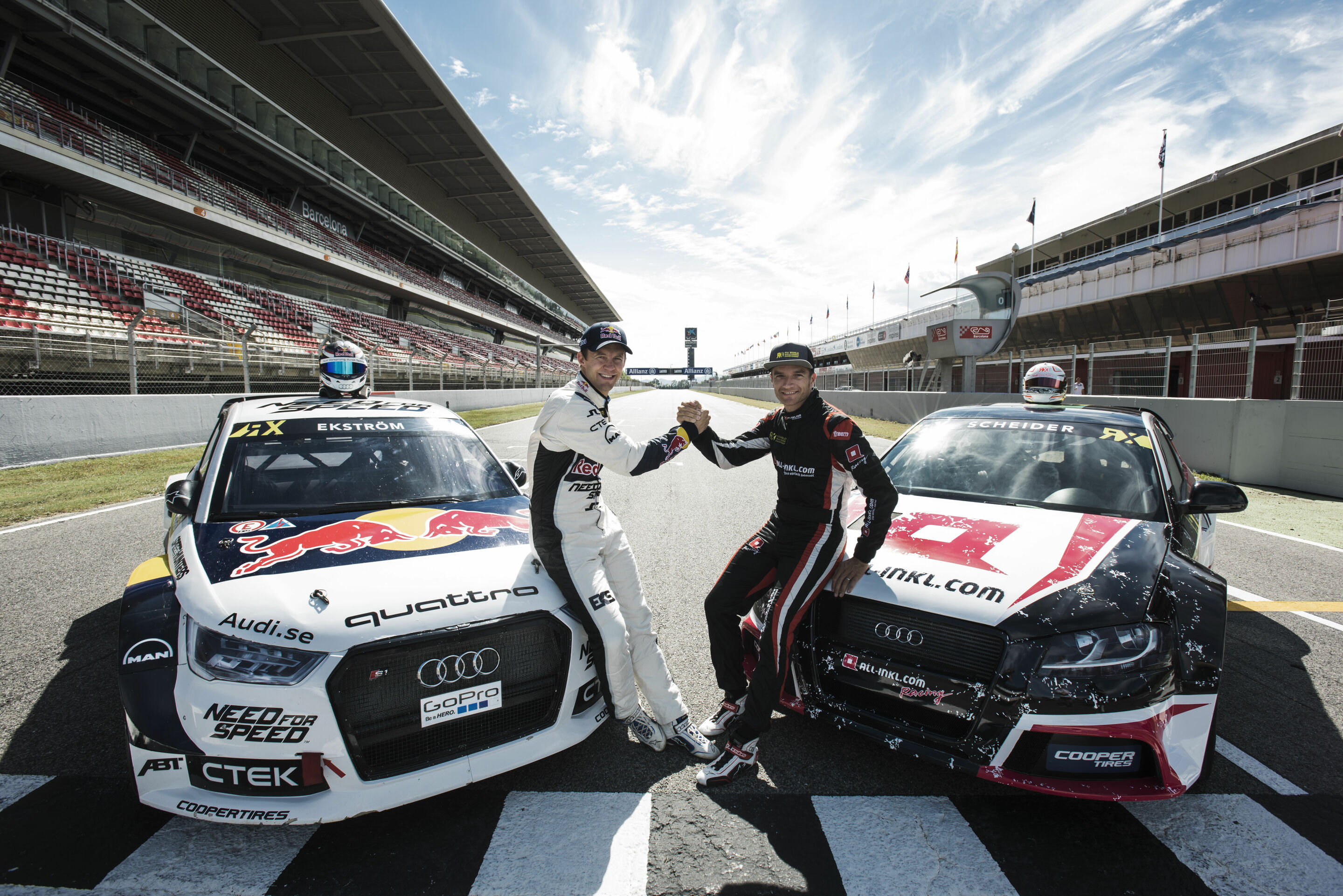 DTM-Stars bei der Rallycross-WM, Barcelona - Mattias Ekström (S), Timo Scheider (D)